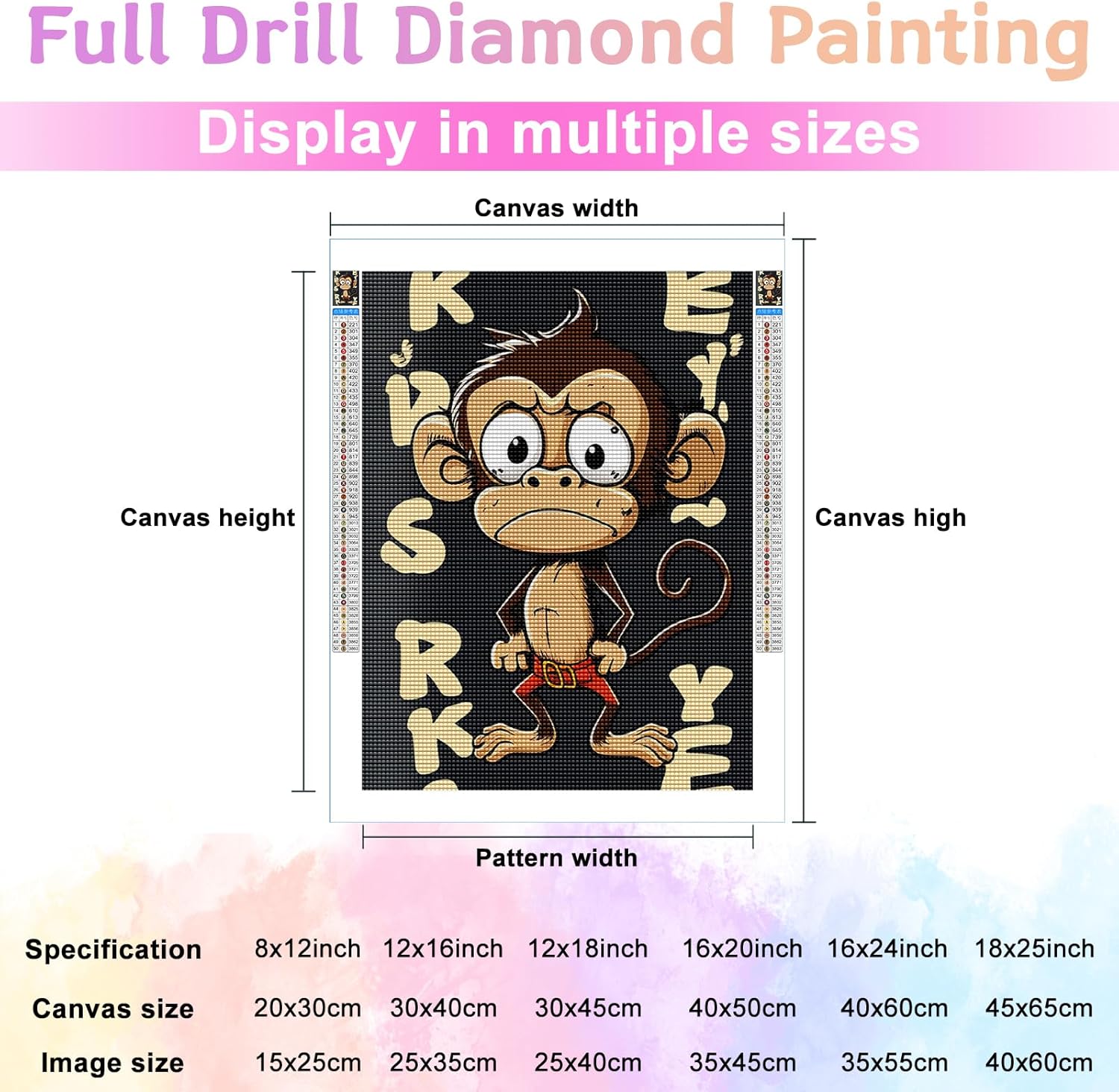 Kits de pintura de diamantes 5D para kit de arte de diamantes de taladro completo, lindo mono, pintura para principiantes con puntos de diamantes