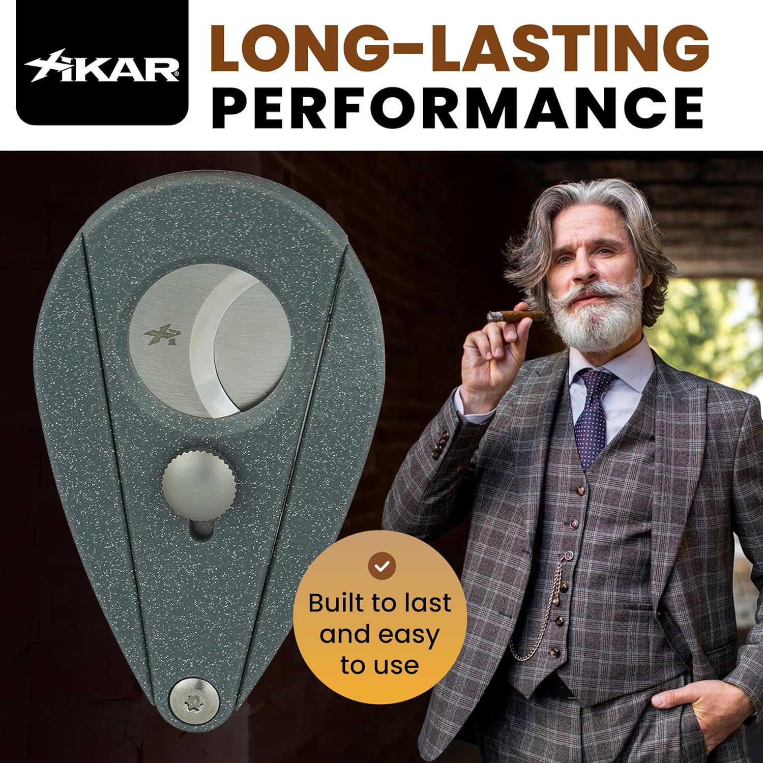 Xikar Cortador de puros Xi2  Cortador de cigarros de guillotina doble de precisión con cuchillas de acero inoxidable 440, gris granito  Rockwell C