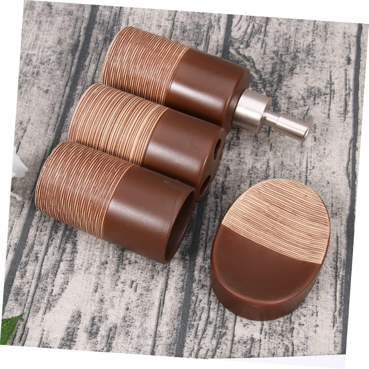 HOMSFOU 4 unids traje vaso enjuague taza ar accesorios cerámica baño jabón dispensador de baño accesorios de baño soporte de jabón de cocina soporte