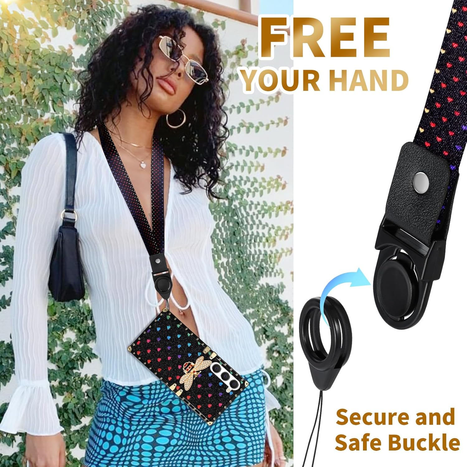 Loheckle Elegante funda para Samsung Galaxy A14 5G para mujer, funda cuadrada de diseñador para Samsung A14 5G con soporte de anillo y cordón,