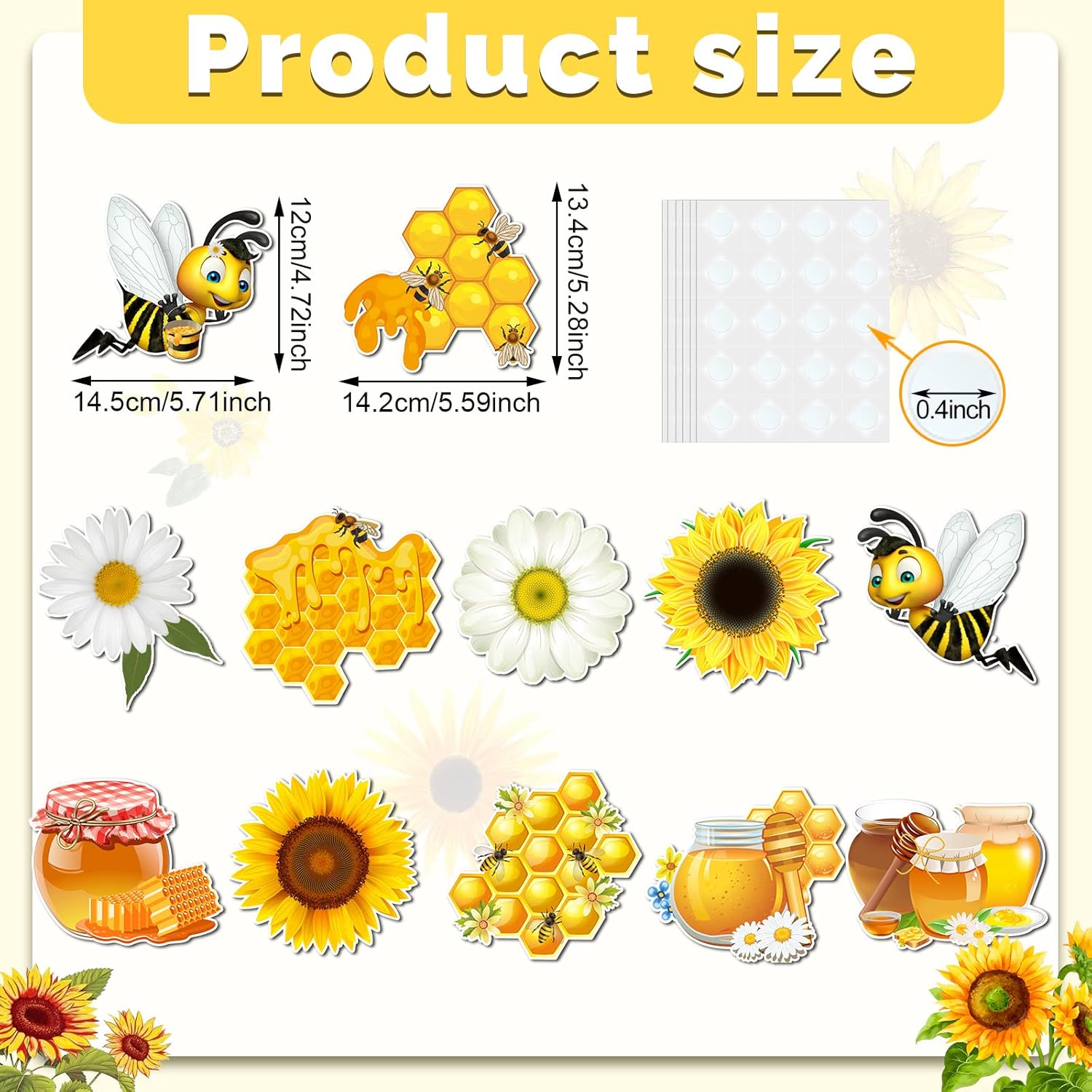 Hotop 48 recortes temáticos de abejas, decoración de tablón de anuncios para aula, recortes de miel, panales, recortes de casa de abejas,