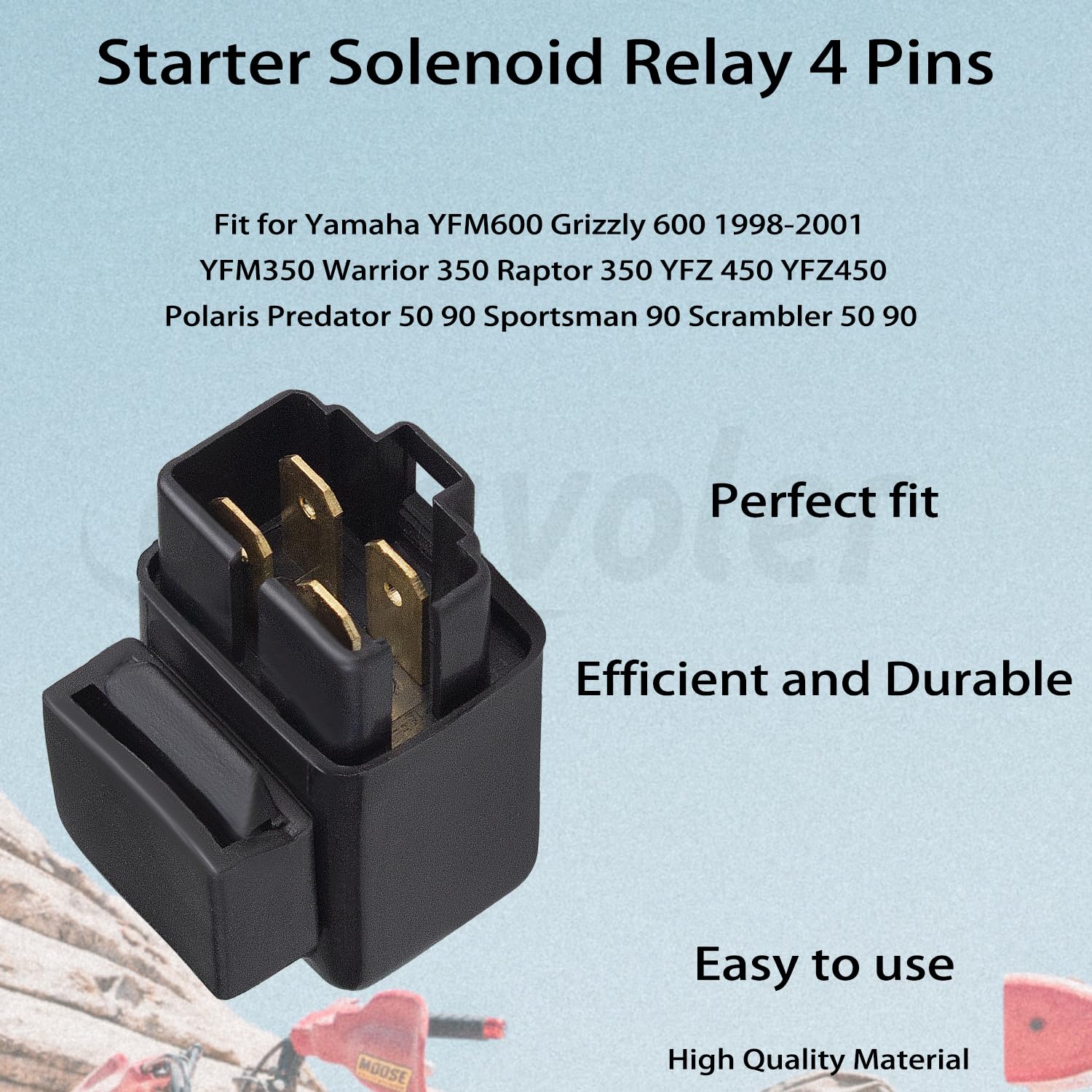 Relé solenoide de arranque ATV 4 pines apto para Yamaha YFM600 Grizzly 600 1998-2001 YFM350 Warrior 350 Raptor 350 YFZ 450 YFZ450 Polaris Predator