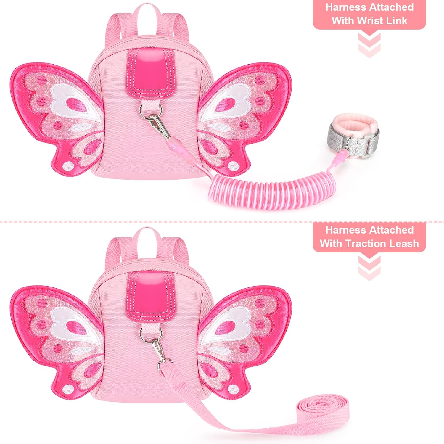 Accmor Arnés para niños pequeños, con correa de mariposa para niños, con eslabones de muñeca antipérdida, mini mochila para niños, correa para