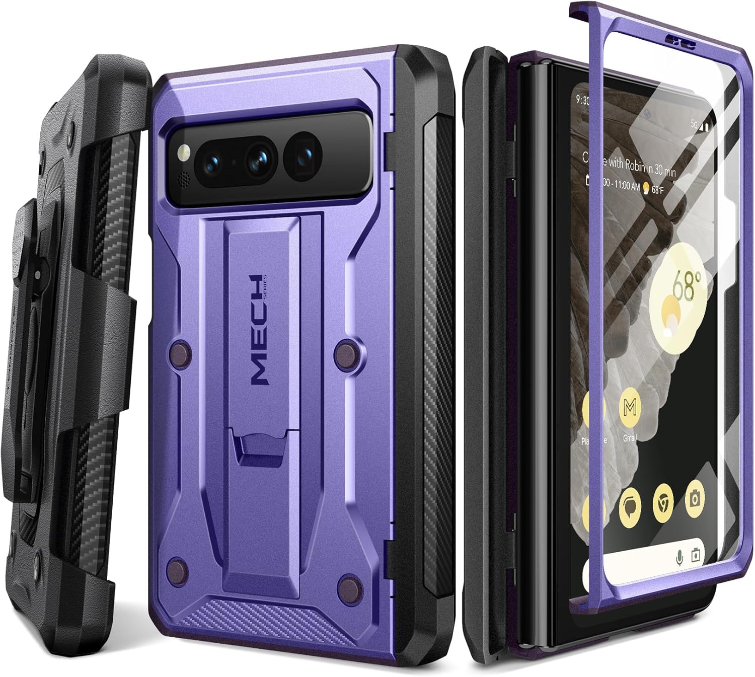 Tongate Funda plegable para Google Pixel (2023), protector de pantalla integrado protección de bisagra Funda resistente de grado militar de doble
