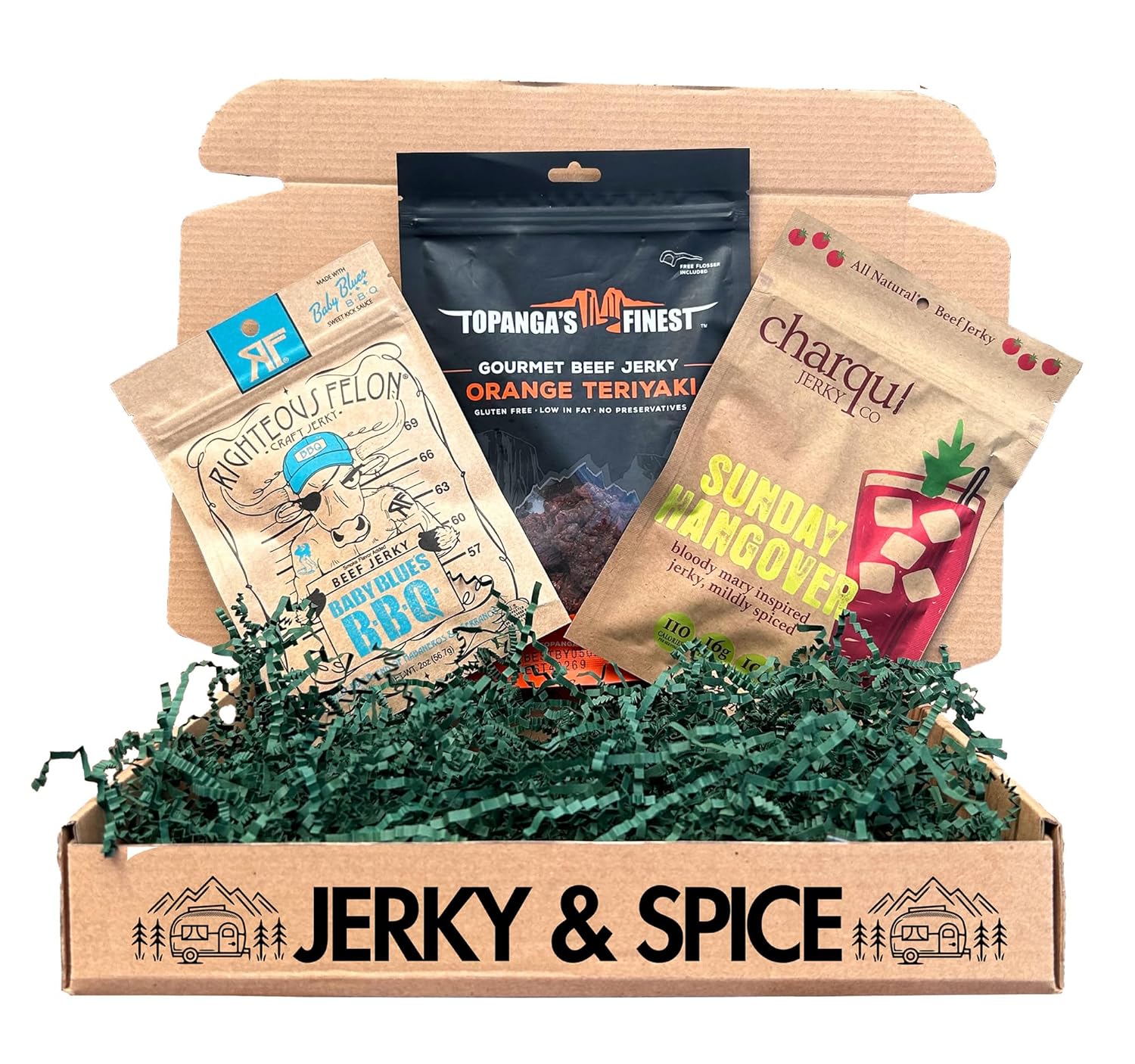 Caja de cecina artesanal (paquete de 3)  Premium, lote pequeño, selección artesanal de carne cecina, alta proteína, cesta de regalo única para el