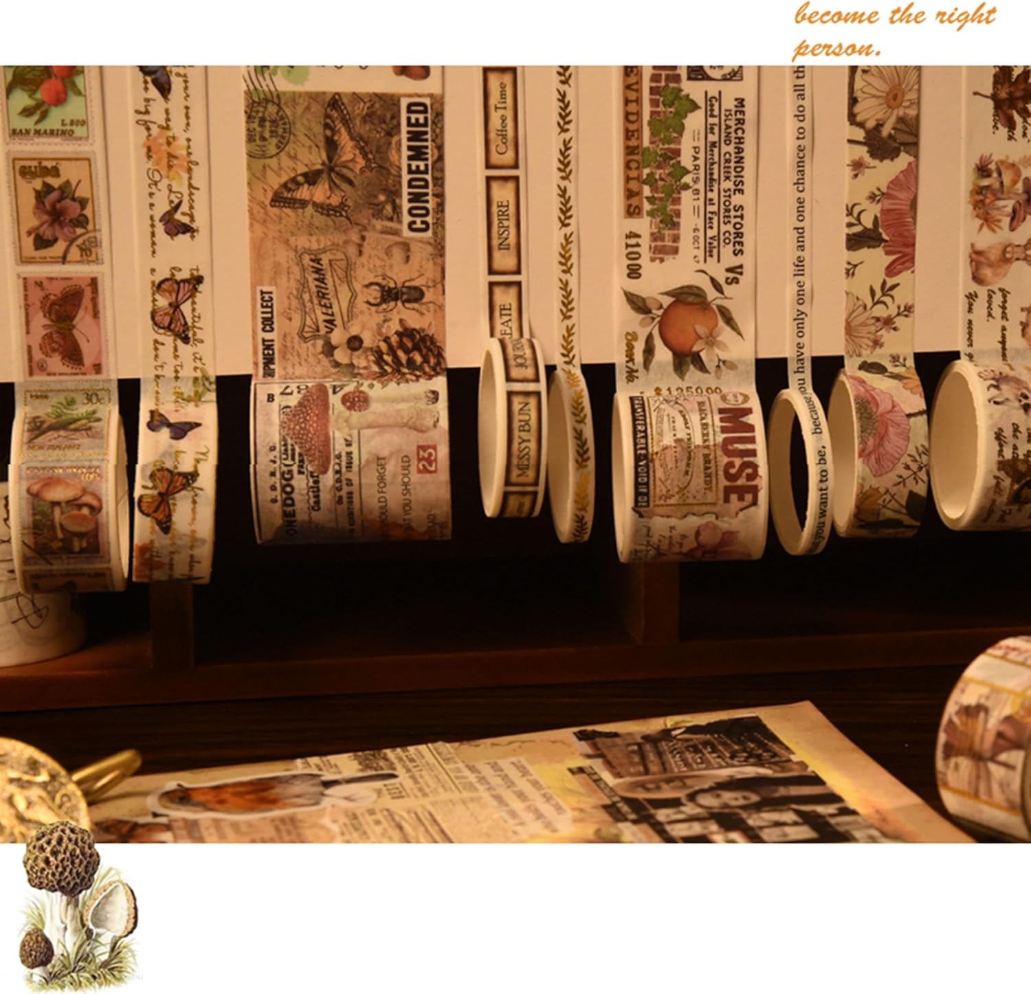 Songdao – Juego de 8 rollos de cinta washi vintage, cintas adhesivas retro para artes, juegos de cinta adhesiva decorativa de lámina dorada para