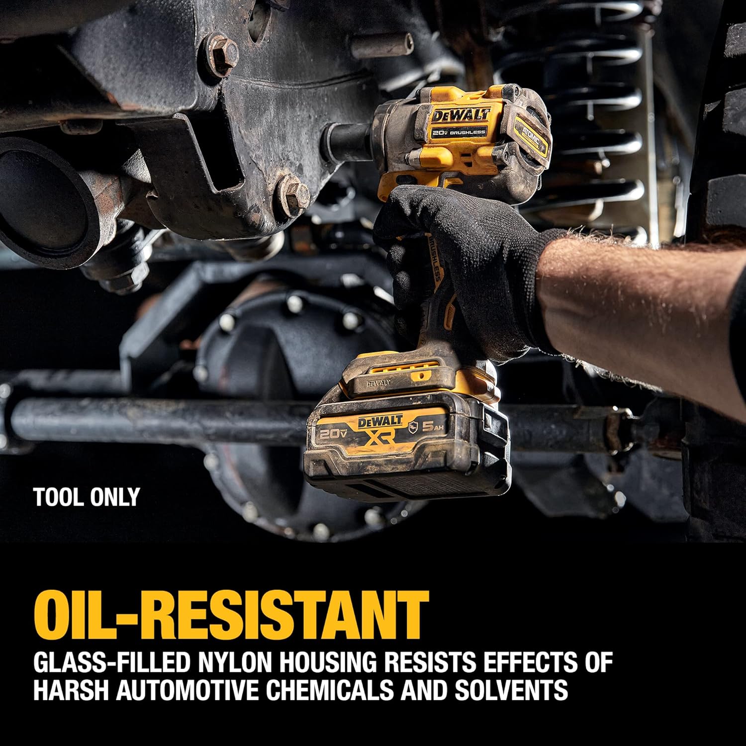 DEWALT ATOMIC 20V MAX* 12 pulg. Llave de impacto inalámbrica con yunque de anillo de cerdo (solo herramienta) (DCF921B)