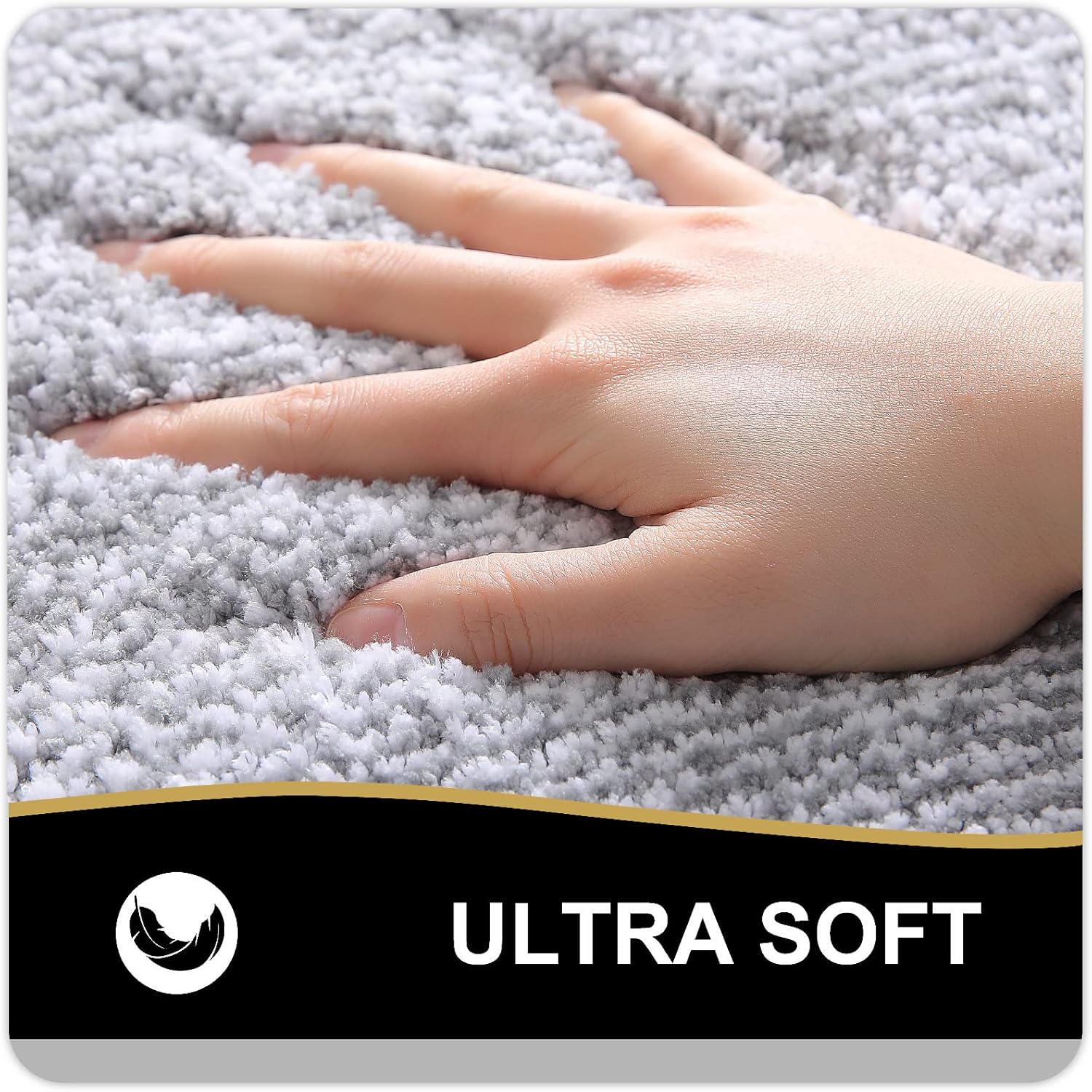 OLANLY Alfombras de baño de lujo en forma de U de 24 x 20 pulgadas, alfombras de baño de microfibra extrasuaves y absorbentes, tapete de baño de