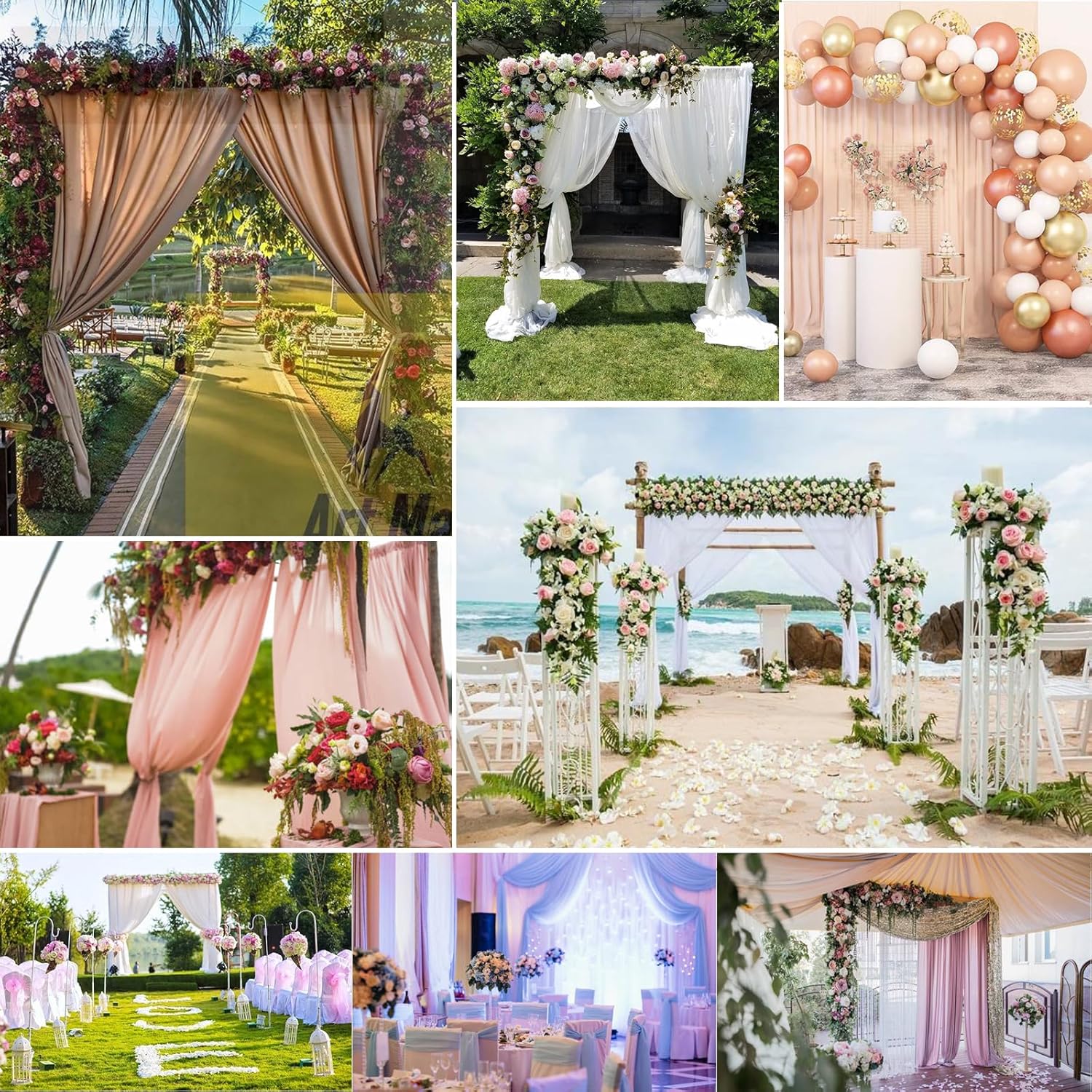 Kachanaa Cortinas de telón de fondo negro arrugado de 10 x 10 pies para fiestas, fotografía, cortinas de fondo de poliéster, decoración de boda,