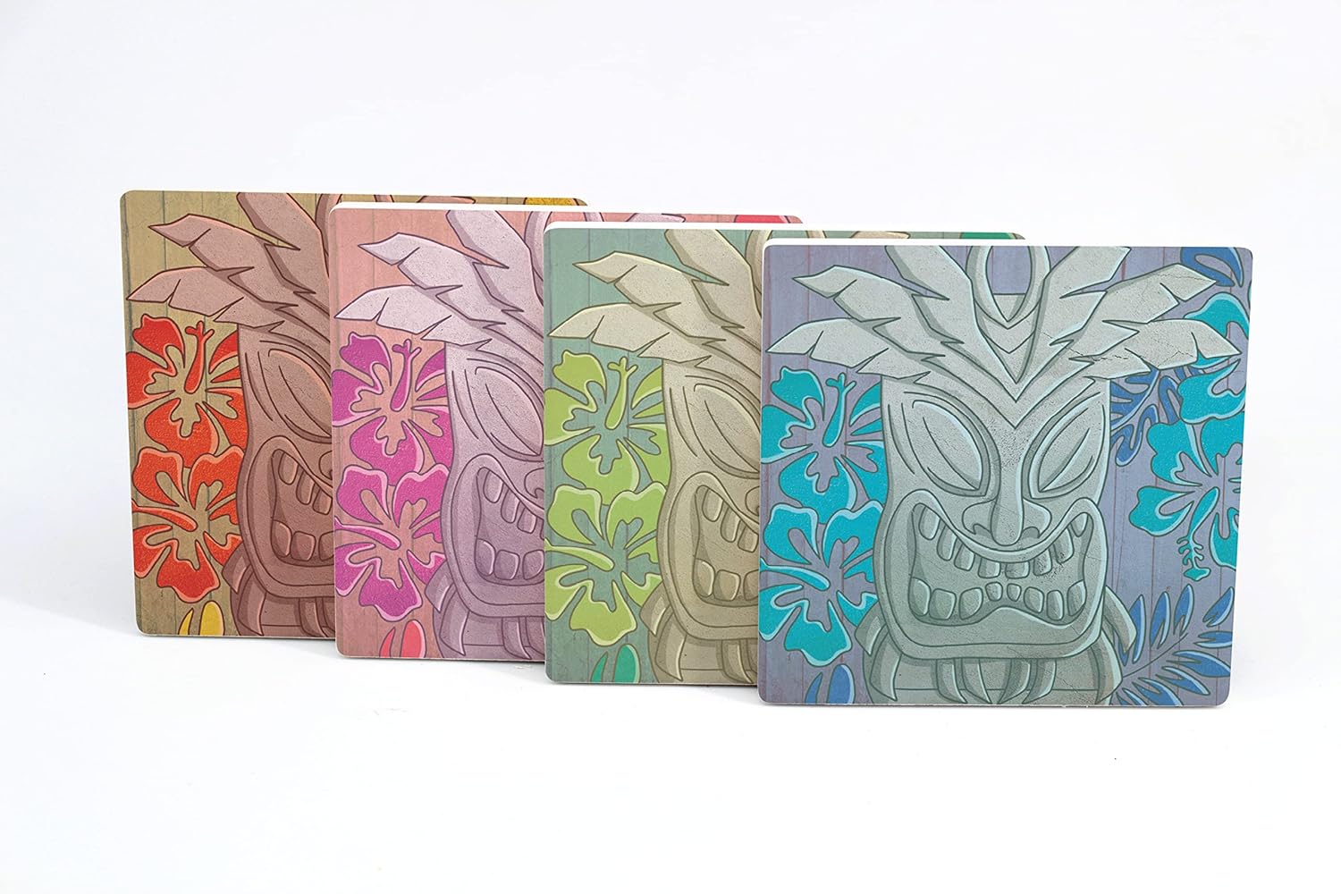 4 posavasos de cerámica absorbente con parte trasera de corcho, diseño artístico, juego de posavasos cuadrados de 4 pulgadas, protege la mesa, gran