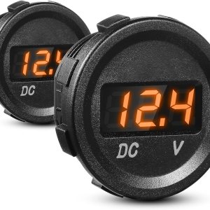 2 unidades de medidor de voltaje de automóvil de corriente directa de 12 V, pantalla LED, voltímetro digital de panel redondo, voltímetro compatible 2 unidades de medidor de voltaje de automóvil de corriente directa de 12 V, pantalla LED, voltímetro digital de panel redondo, voltímetro compatible