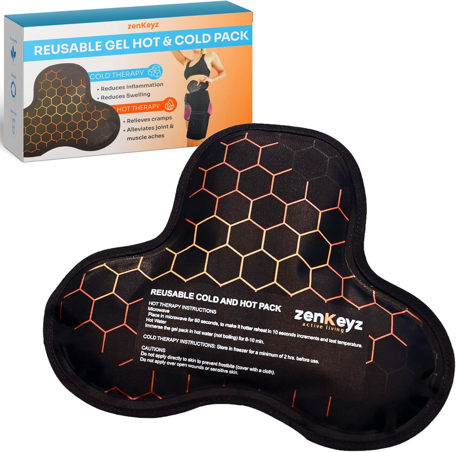 Paquete de hielo de gel para lesiones  Paquete reutilizable fríocaliente para cuello, hombro, rodilla, terapia de frío caliente para lesiones de