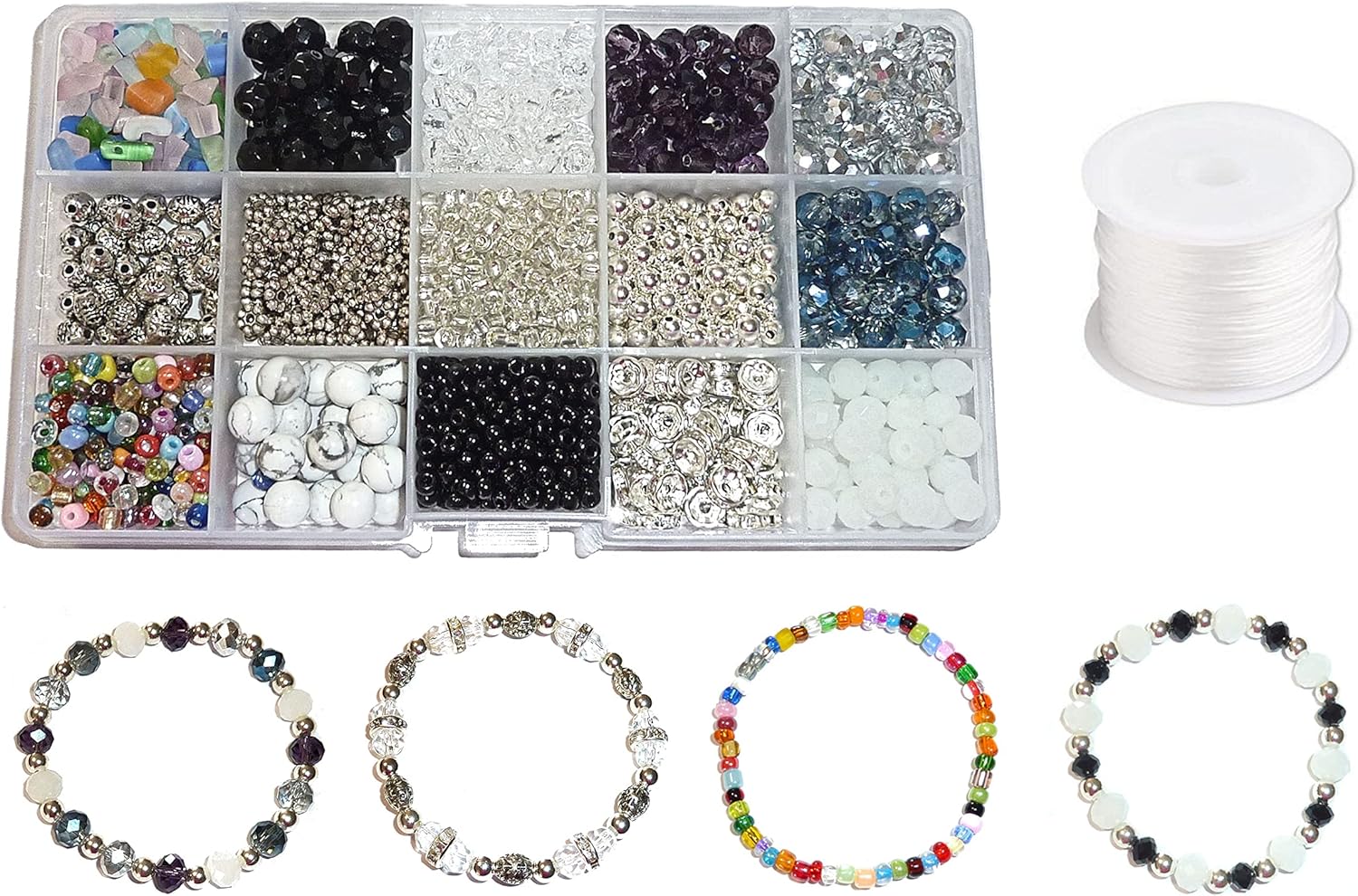 Surtido de cuentas sueltas, manualidades, proyectos de bricolaje de pulseras, kit de cuentas, múltiples colores a granel de cuentas de semillas, kit