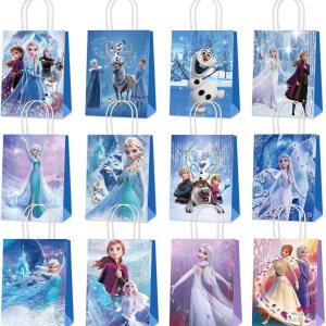 Quilota 24 suministros mágicos de fiesta de cumpleaños de Frozen para niñas, bolsas de regalo de princesa con asas, bolsas de regalo de dulces para Quilota 24 suministros mágicos de fiesta de cumpleaños de Frozen para niñas, bolsas de regalo de princesa con asas, bolsas de regalo de dulces para