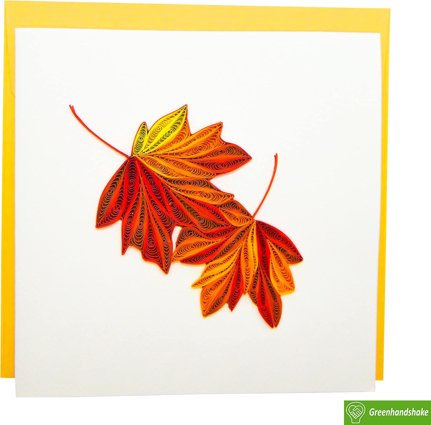 GREENHANDSHAKE Hoja de arce otoñal, tarjeta de felicitación artística quilling para cumpleaños, día de San Valentín, día de la madre, aniversario,