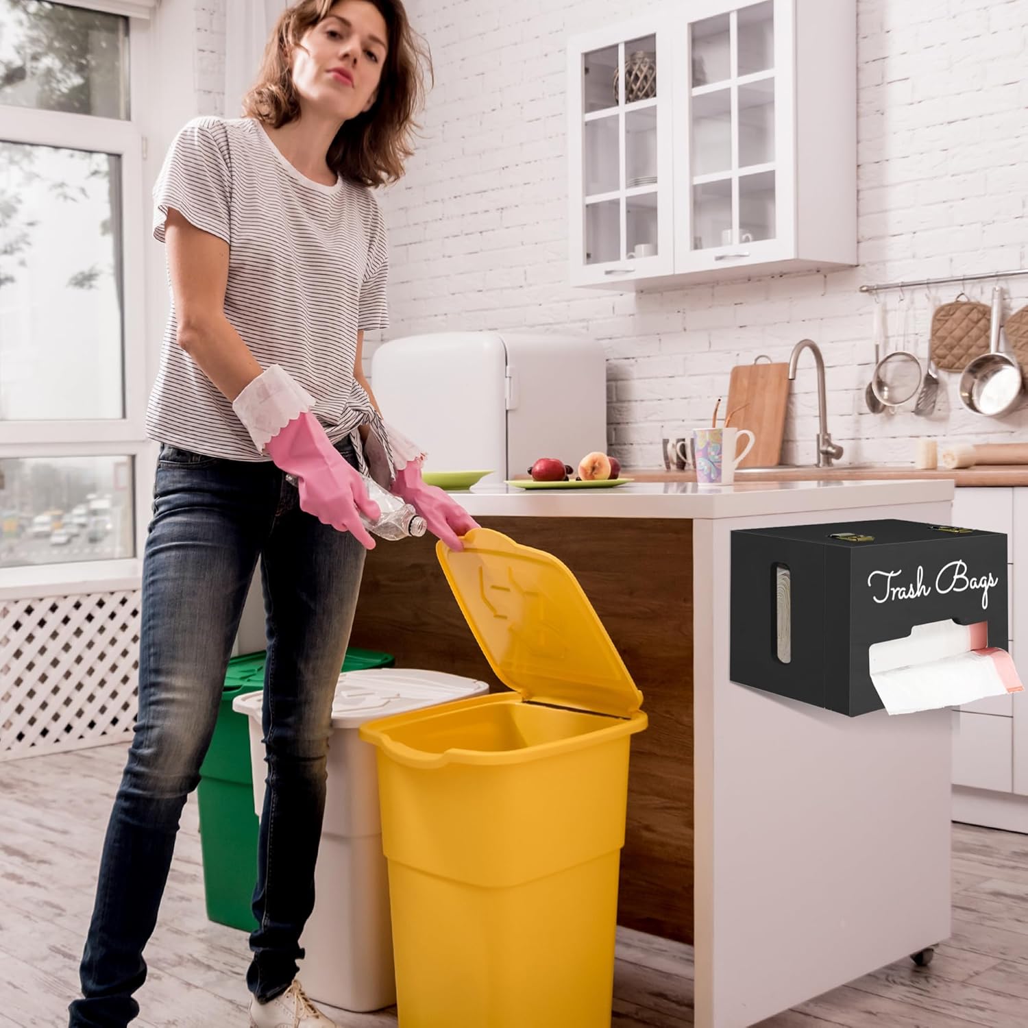 Dispensador de bolsas de basura extragrande, soporte de bolsa de plástico montado en la pared, soporte para bolsa de basura para gabinete, soporte