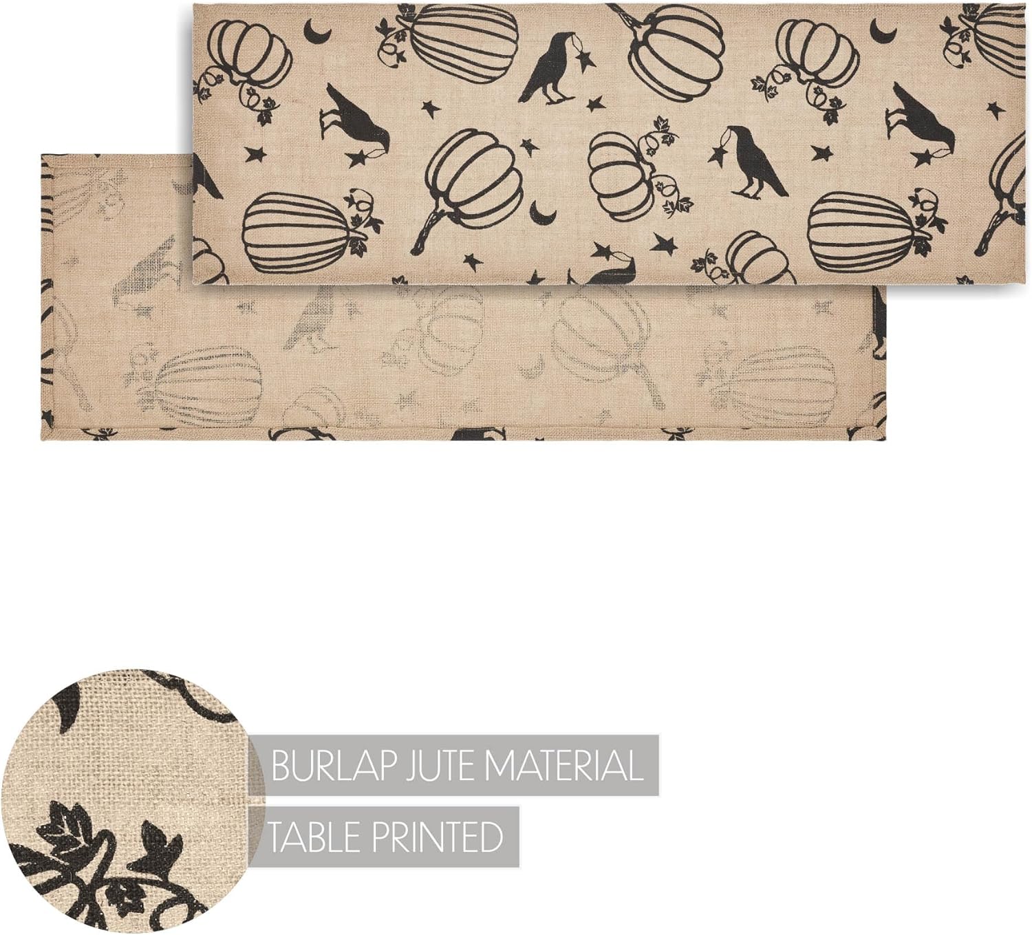 VHC Brands Raven Harvest – Camino rústico de yute de arpillera de 12 x 36 pulgadas