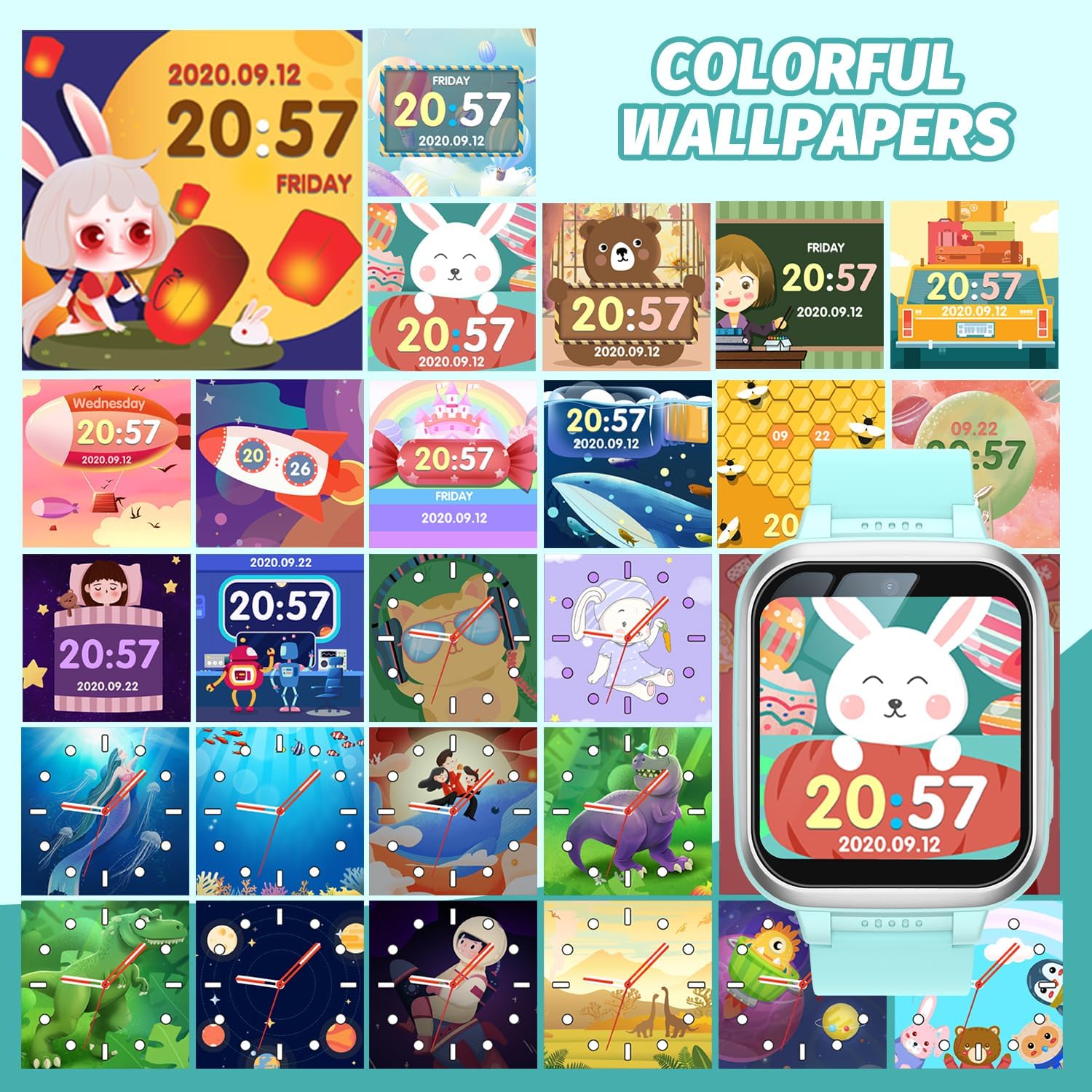 meoonley Reloj inteligente para niños con juegos de rompecabezas, pantalla táctil HD, cámara de video, reproductor de música, podómetro, reloj