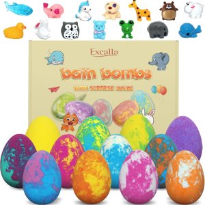 Bombas de baño de huevos de Pascua para niños con juguetes sorpresa en el interior, juego de regalo de 12 bombas de baño para niños, bolas de Bombas de baño de huevos de Pascua para niños con juguetes sorpresa en el interior, juego de regalo de 12 bombas de baño para niños, bolas de
