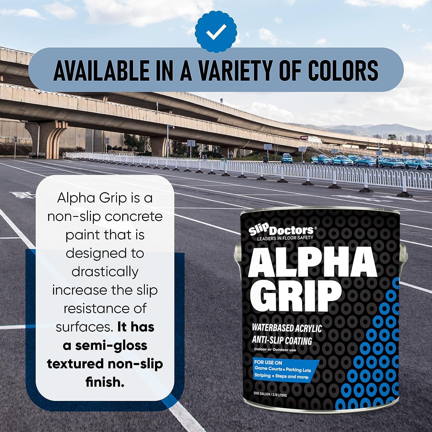 Alpha Grip Pickleball Court – Pintura para hormigón, asfalto y piedra, revestimiento antideslizante para una tracción superior (azul pickleball, 1