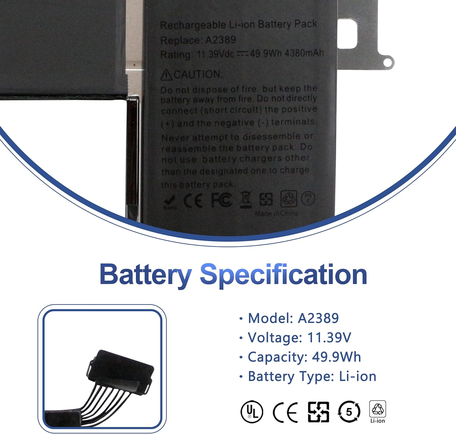 Reemplazo de batería A2337, batería A2389 compatible con MacBook Air de 13 pulgadas (M1, 2020) EMC 3598 MGN53LLA MGN83LLA MGN63LLA MGN93LLA MGND3LLA