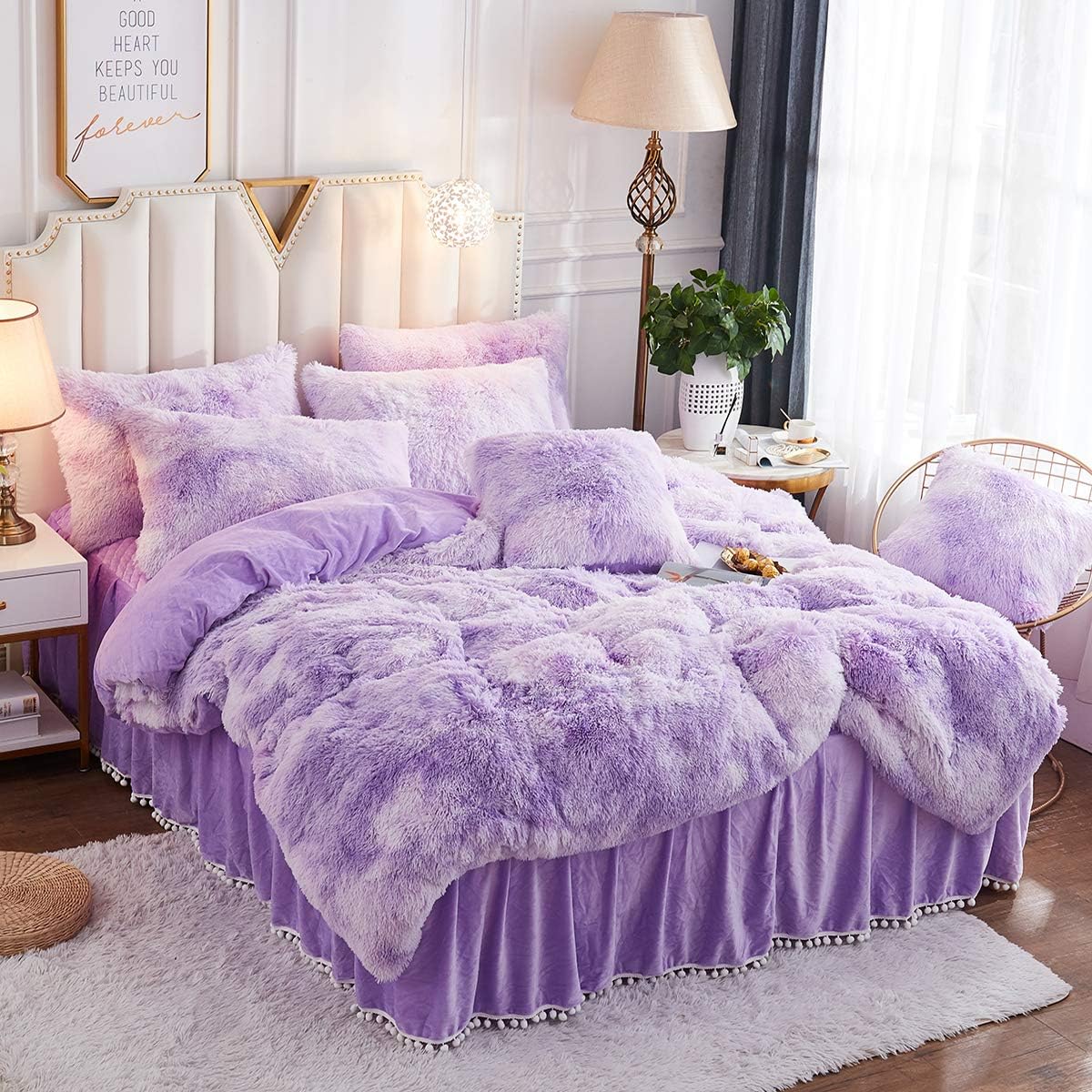 Juego de funda de edredón y fundas de almohada JAUXIO de piel sintética