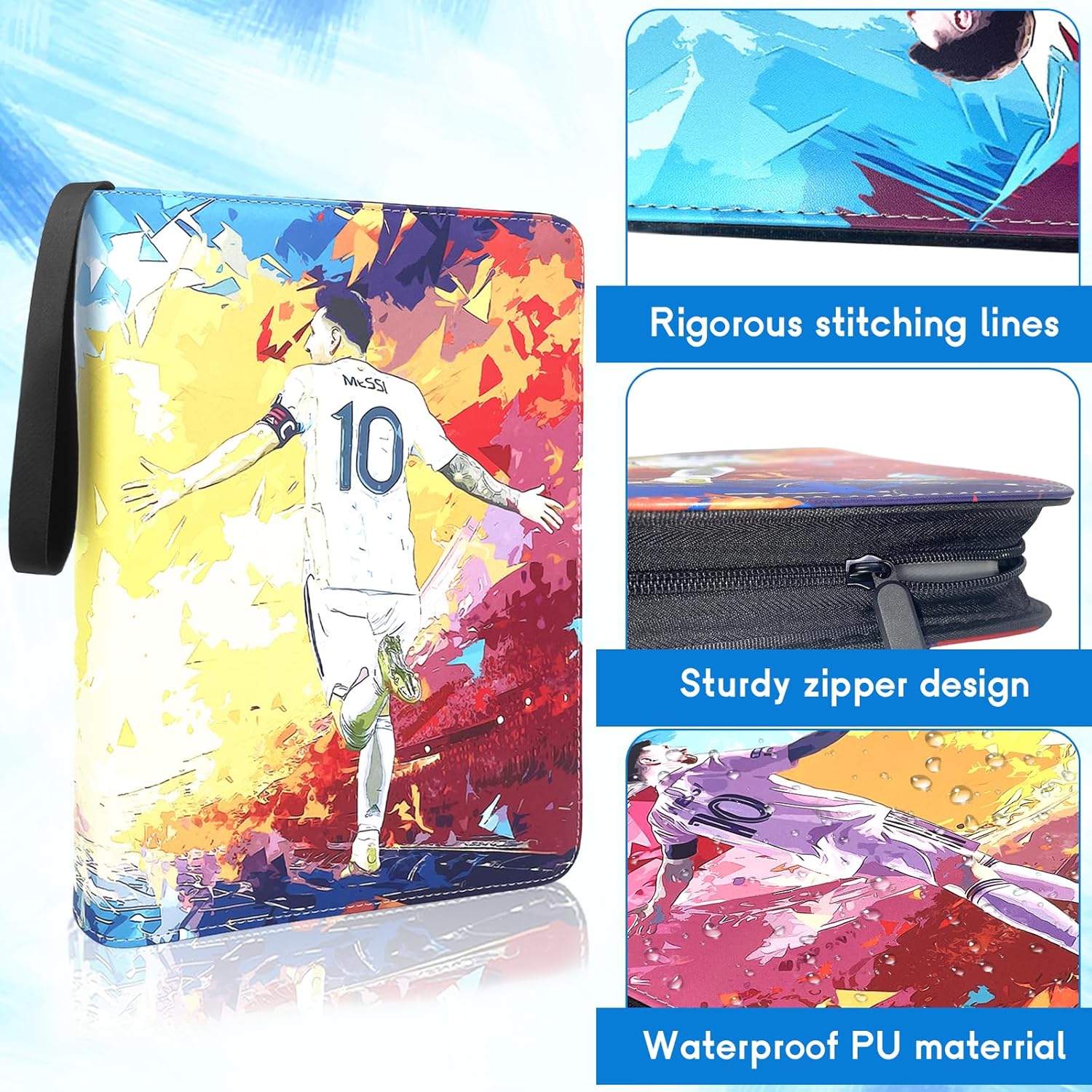Carpeta de tarjetas coleccionables para 900 tarjetas, carpeta de tarjetas de estrella de fútbol con 50 fundas extraíbles, bolsillos de cubierta de