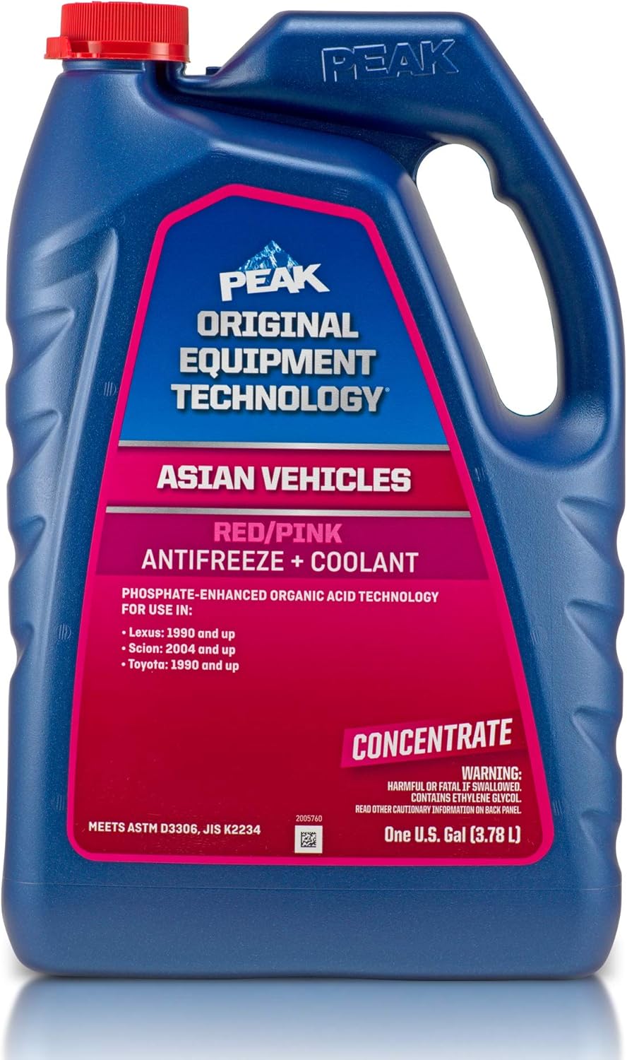 PEAK OET Extended Life – Anticongelante concentrado rojorosa para vehículos asiáticos, 1 galón