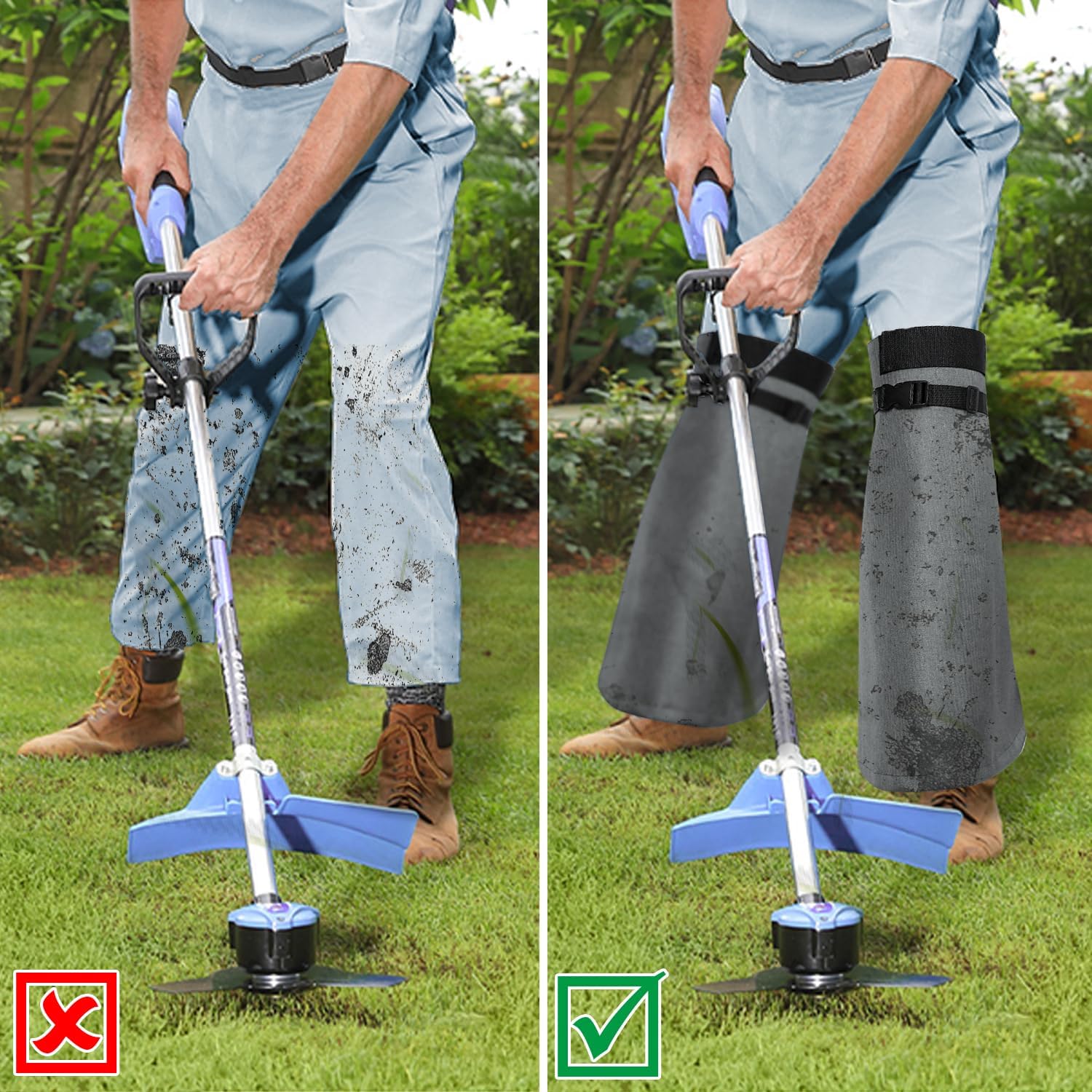 ZELARMAN Protectores de piernas para recortar, tapas de piernas que comen malezas, espinilleras cortadoras de cepillo, polainas de cepillo para