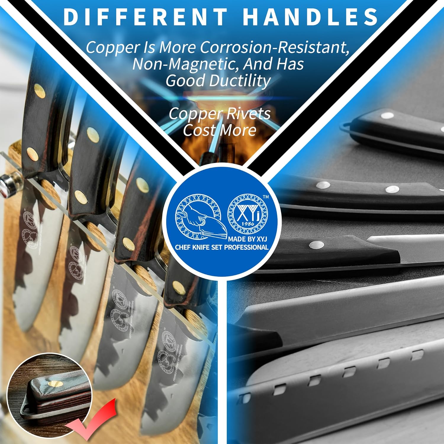 XYJ Juego de cuchillos de cocina profesional con cuchillas forjadas de acero de alto carbono, cuchillo de chef, cuchilla, cuchillo de tallar,