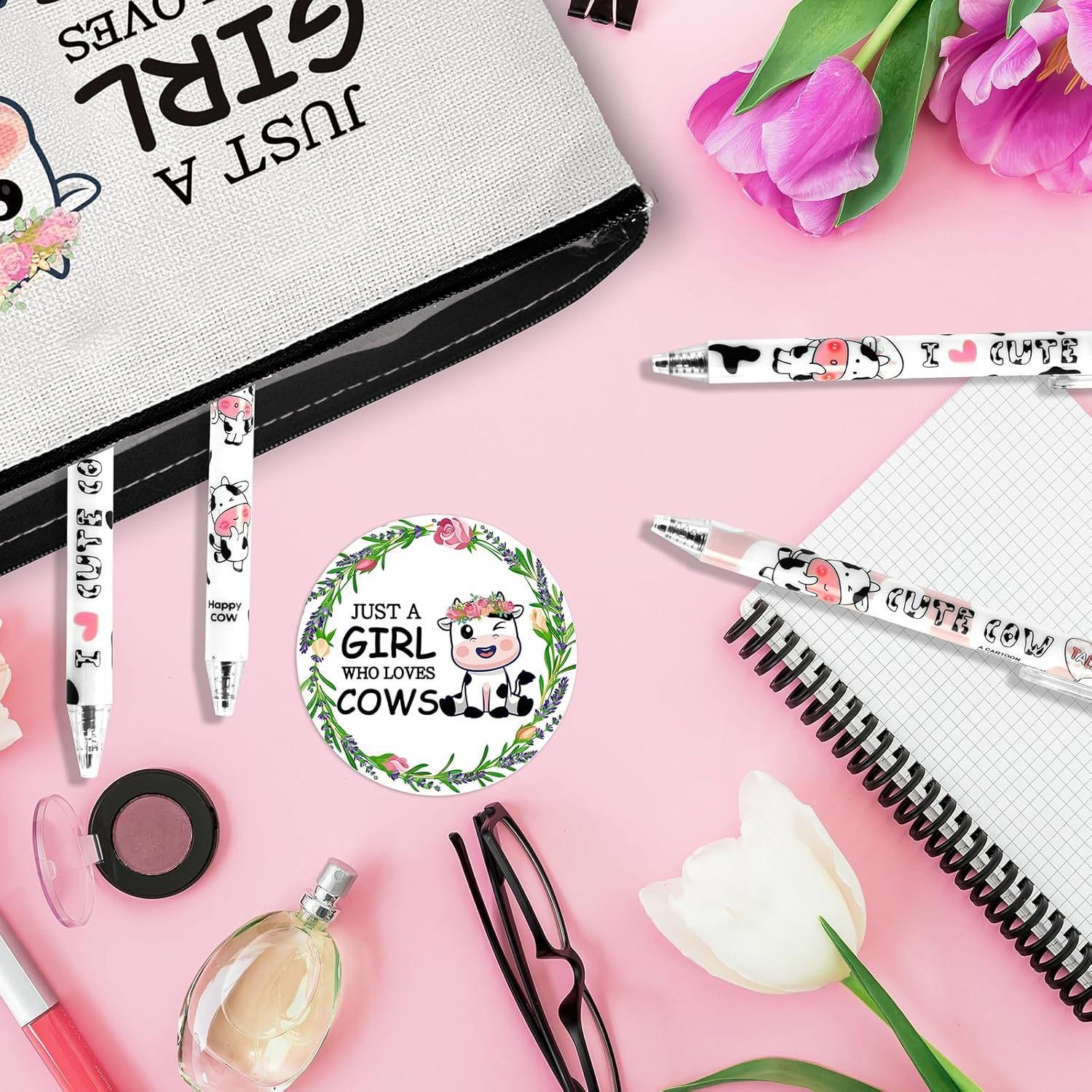 LUOHE Bolsas de cosméticos, Blanco, Set de regalos de vaca