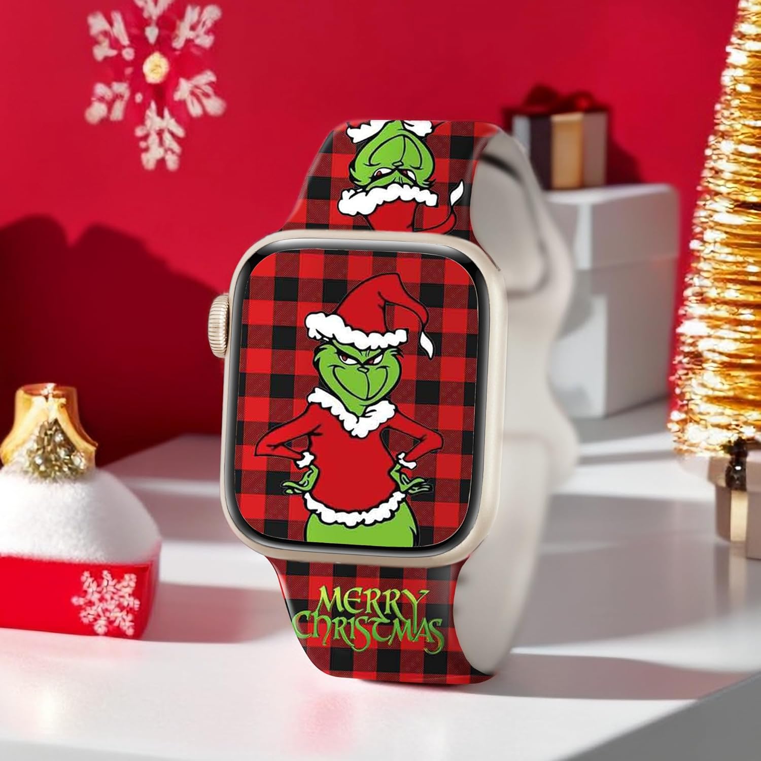 Bonitas correas de silicona suaves de Navidad compatibles con Apple Watch Series 9 8 SE 7 6 5 4 3 2 1 Ultra 2, correas iWatch para mujeres y