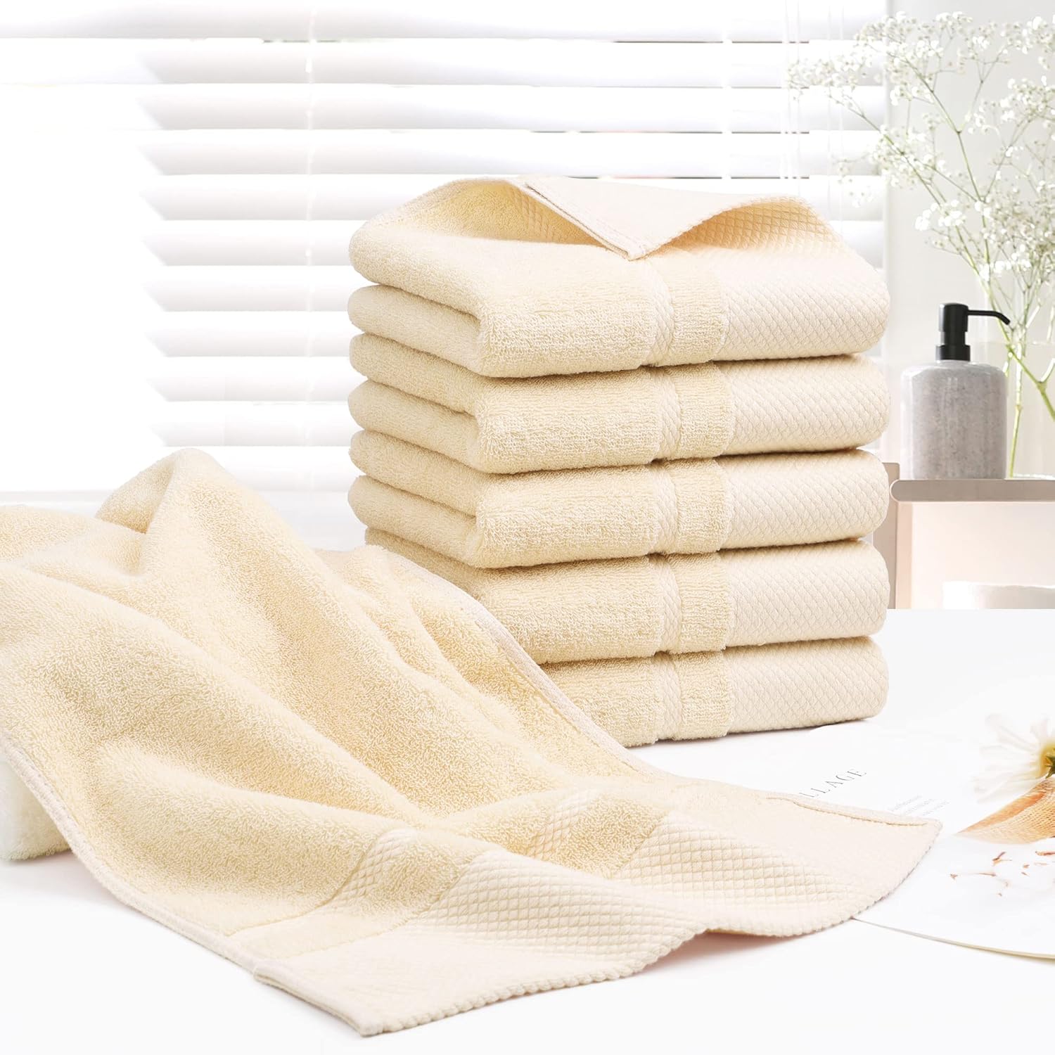 PiccoCasa Juego de toallas de mano de 14 x 30 pulgadas, suaves 100% algodón peinado de 600 GSM, toallas de lujo altamente absorbentes para baño,