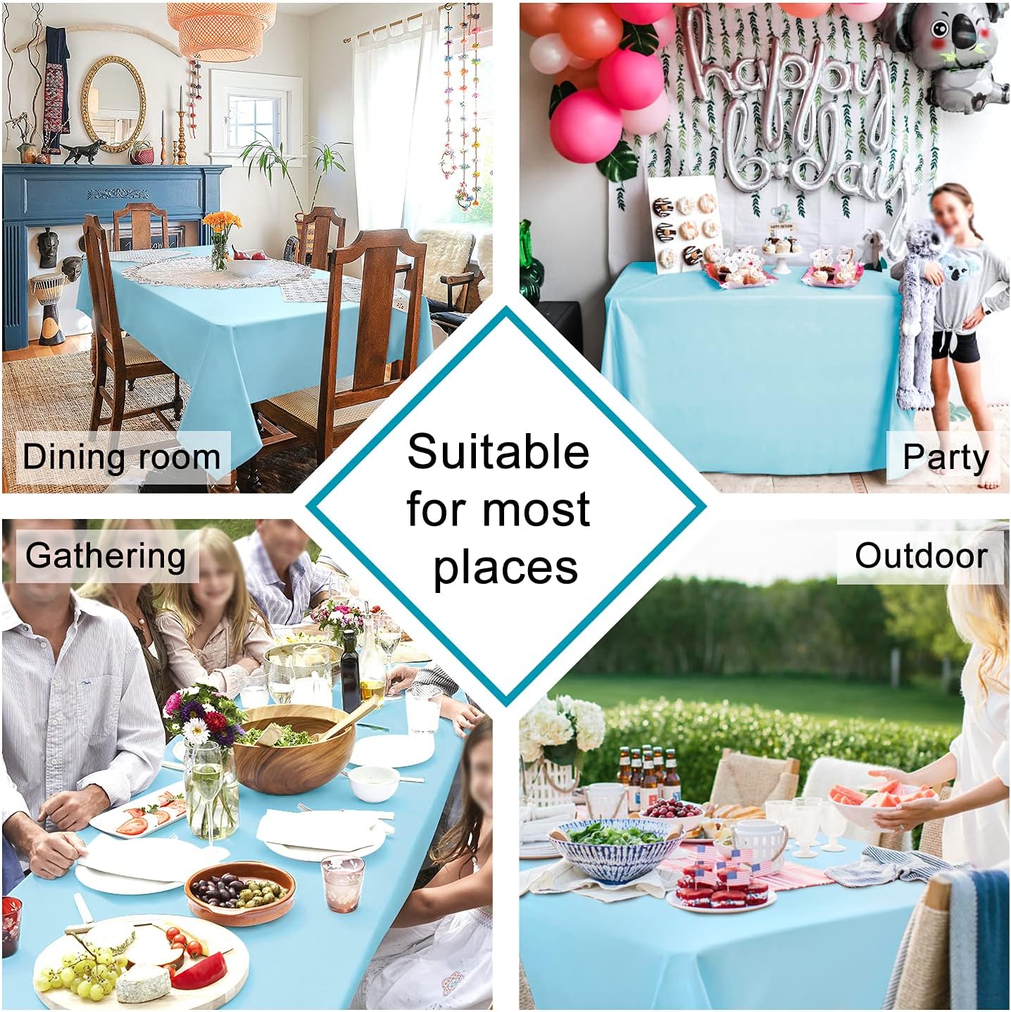 Hiasan – Mantel rectangular de tela impermeable y lavable para comedor y fiesta