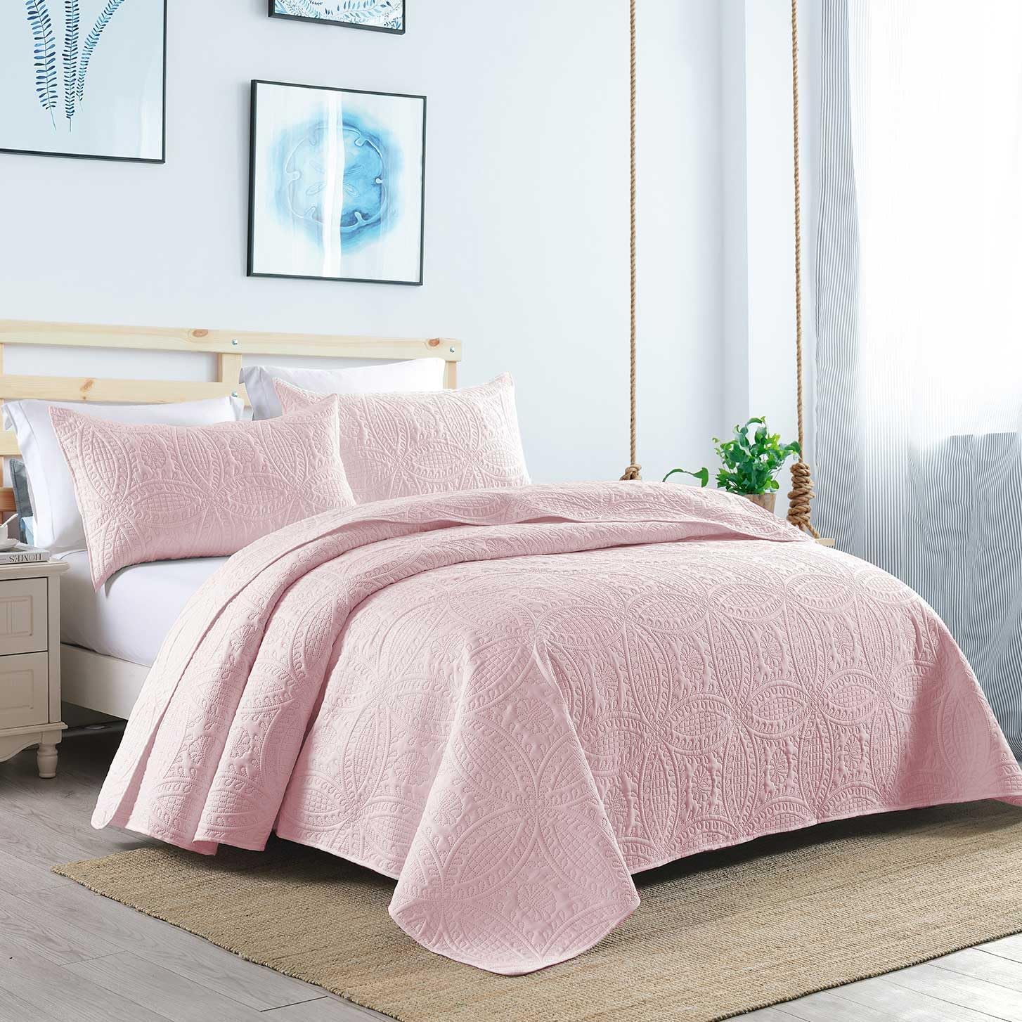 Boryard Juego de edredón tamaño King, colcha ligera, suave y cálida de 3 piezas (104 x 90 pulgadas) con 2 fundas de almohada (20 x 36 pulgadas),