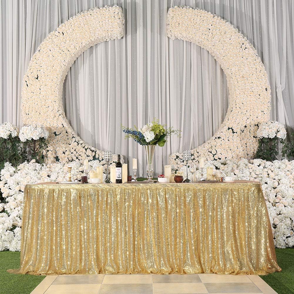 Eternal Beauty Falda de mesa de lentejuelas de 14 pies para mesa de pasteles, decoración de faldones de mesa para fiestas, bodas, fiestas de