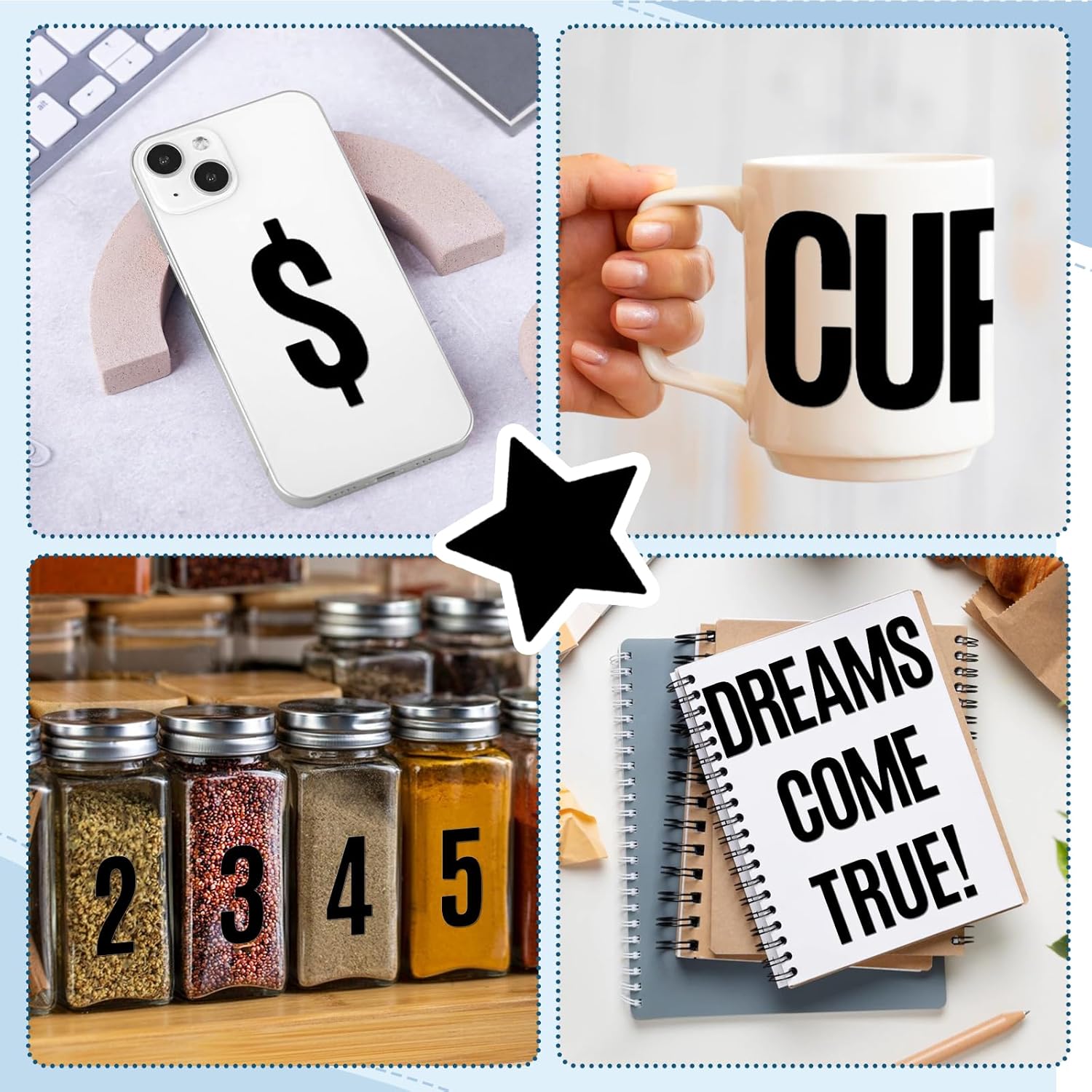 12 hojas de calcomanías de letras, kit de números de letras de vinilo autoadhesivas de 2.5 pulgadas, calcomanías negras para buzón de correo, aula,