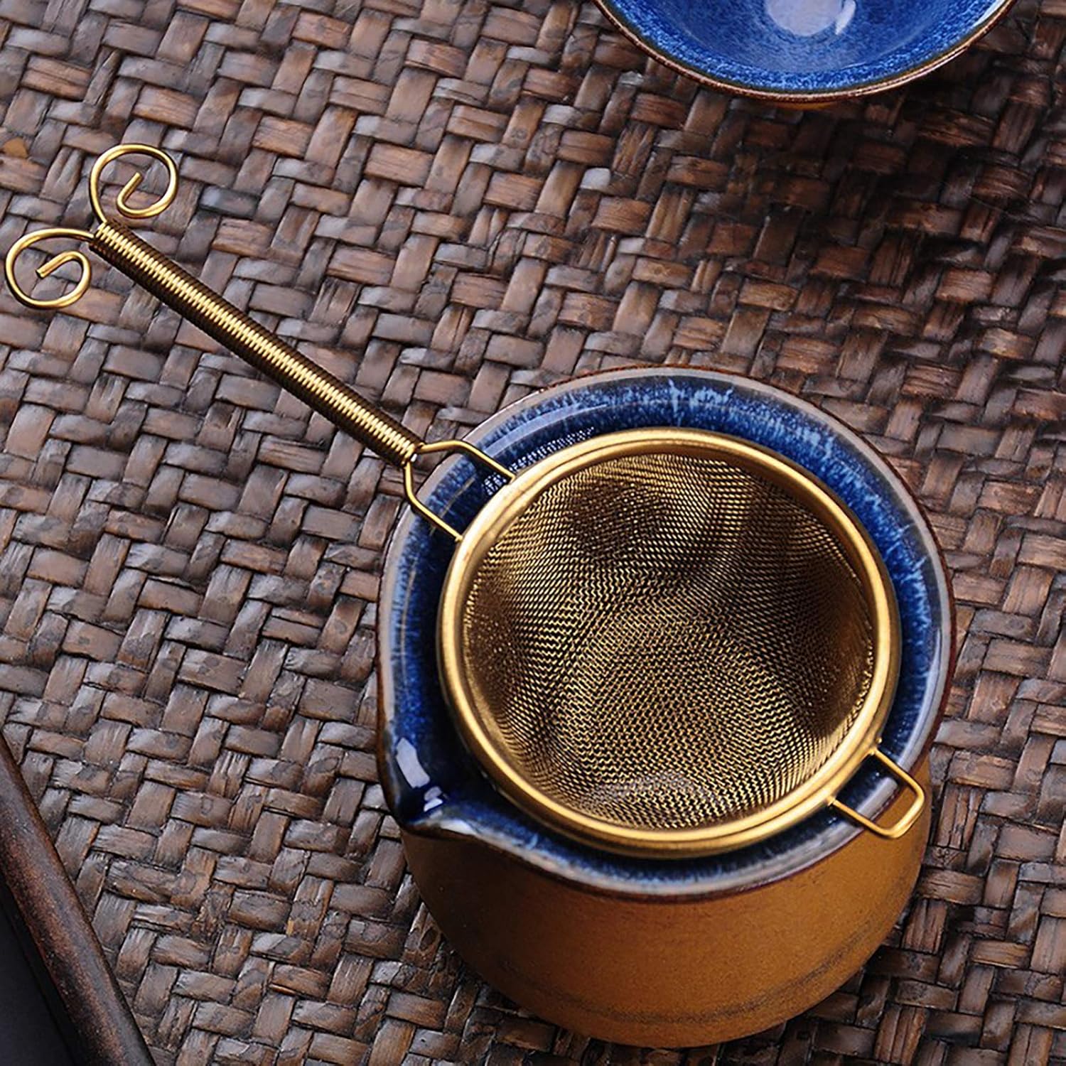UPTALY 2 coladores de té de malla fina (dorado), tamiz de café de acero inoxidable 1810, infusor de té pequeño, difusor de té reutilizable, mini