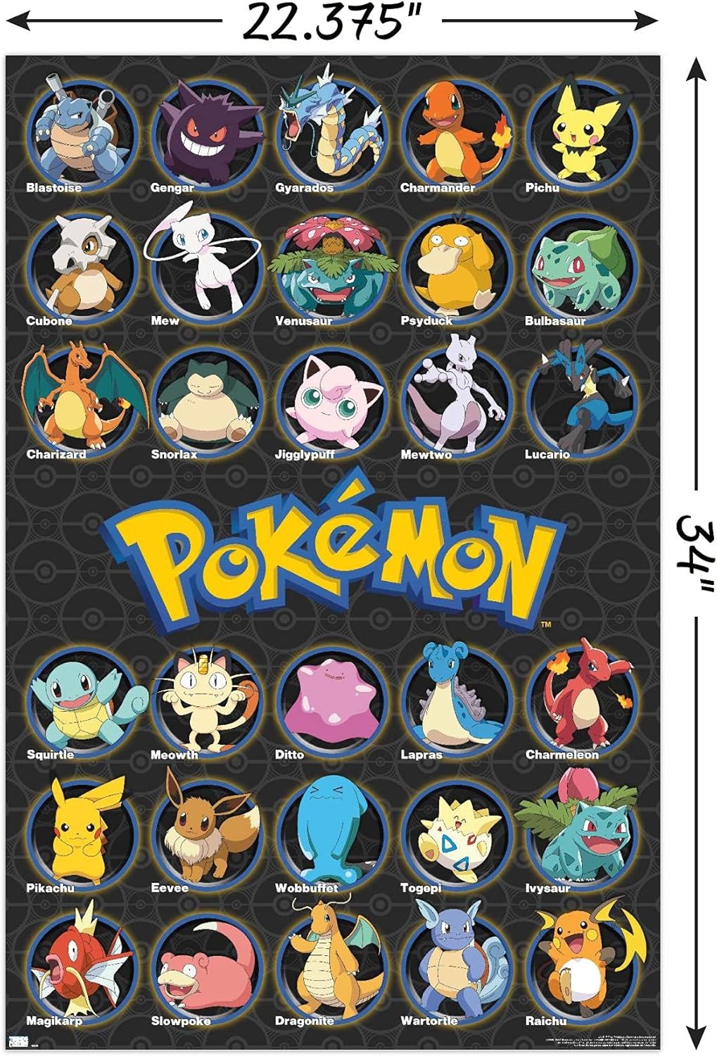 Trends International Pokémon – El favorito de todos los tiempos – Póster de pared (22.37 pulgadas x 34 pulgadas  56.8 x 86.36 cm., póster y paquete