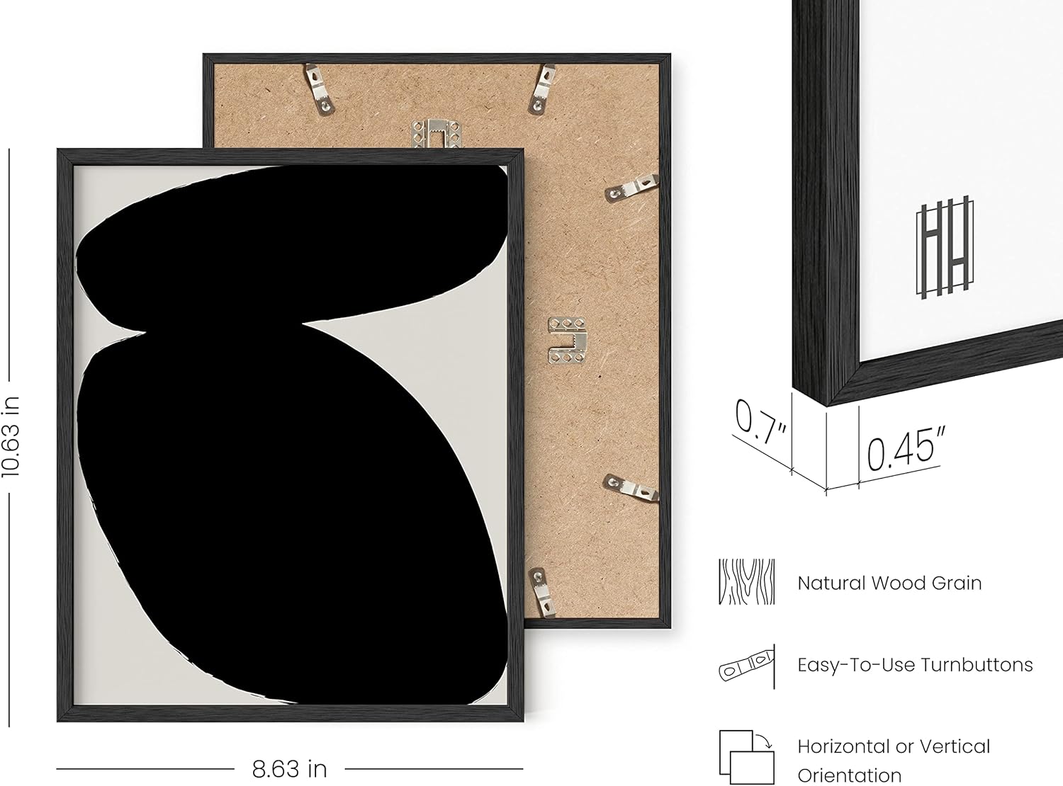 HAUS AND HUES Arte de pared estético de pintura abstracta negra, juego de 6, arte abstracto moderno para pared, negro y gris, arte abstracto de una