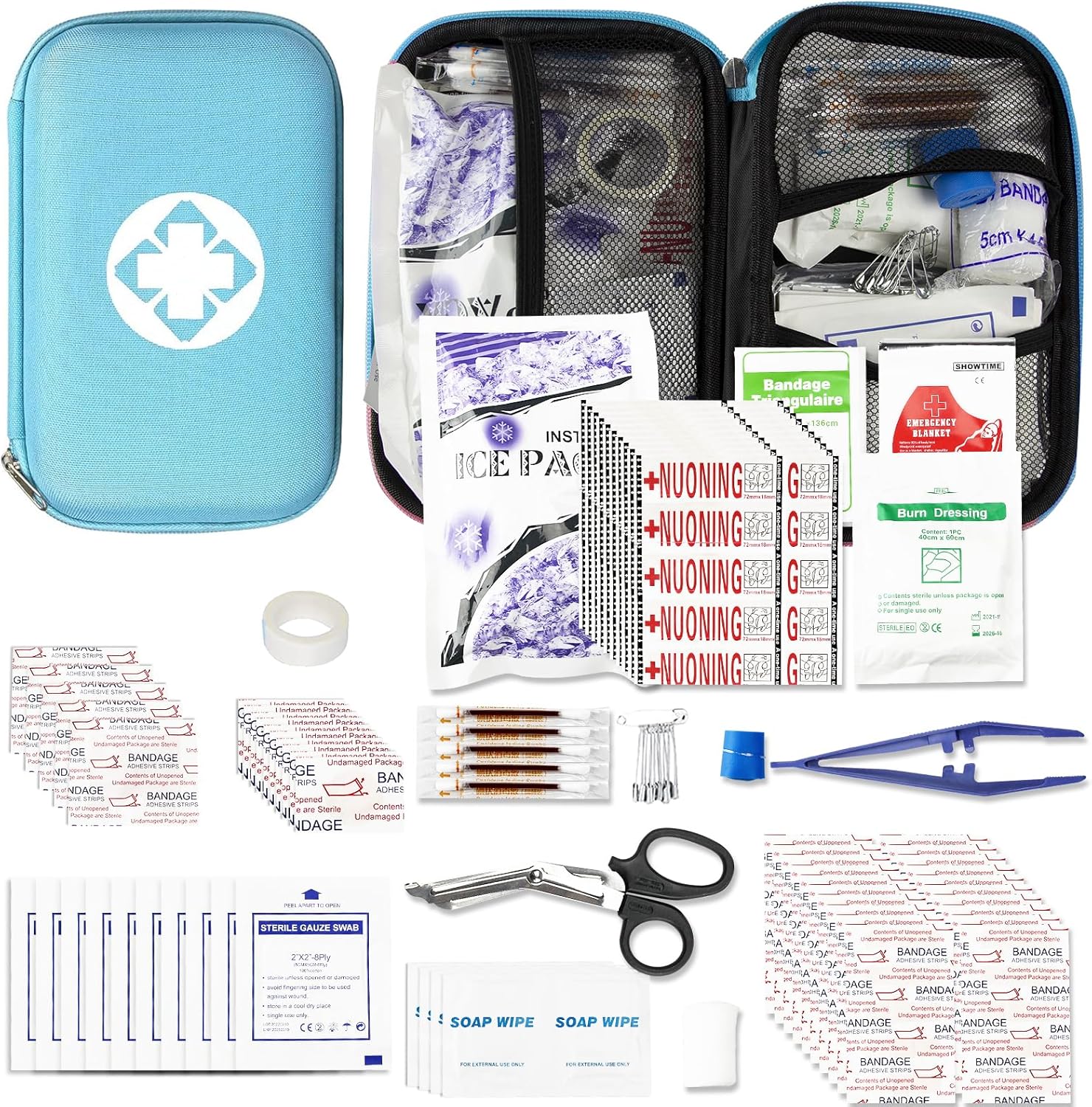 275 kits de primeros auxilios de viaje para artículos de preparación para emergencias de automóvil, kit esencial para accidentes urgentes, equipo de
