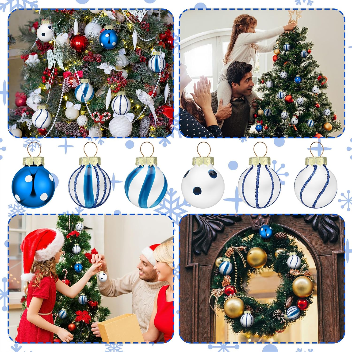 Zhanmai 36 adornos de Navidad, mini esferas de adornos de Navidad, bolas de Navidad de 1 pulgada, mini adornos para decoración de fiestas, bolas en