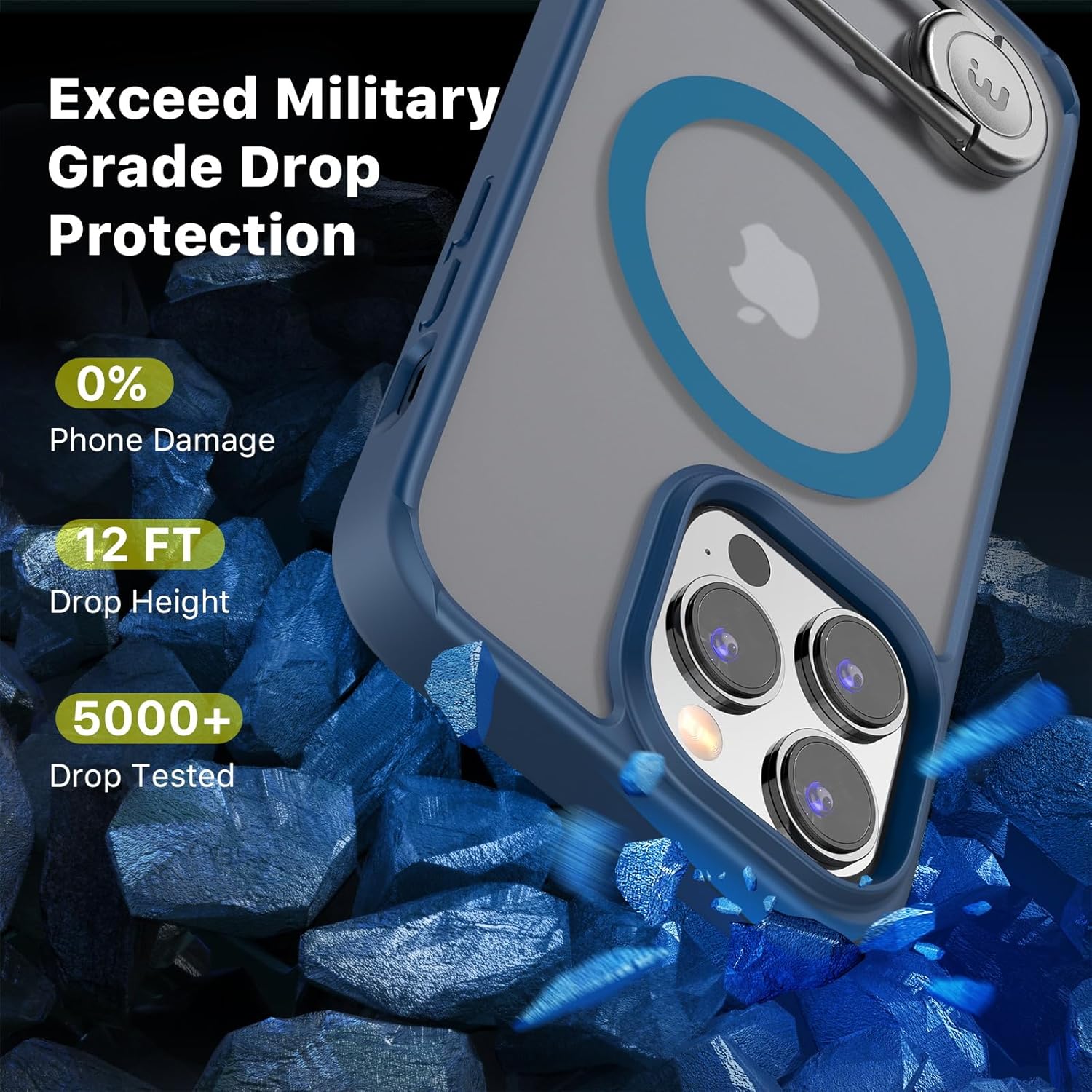 MYBAT PRO Lunar Series iPhone 15 Pro Max Case Compatible with MagSafe and Metal Swivel Kickstand  Translucent Matte Hard Back  Slim,