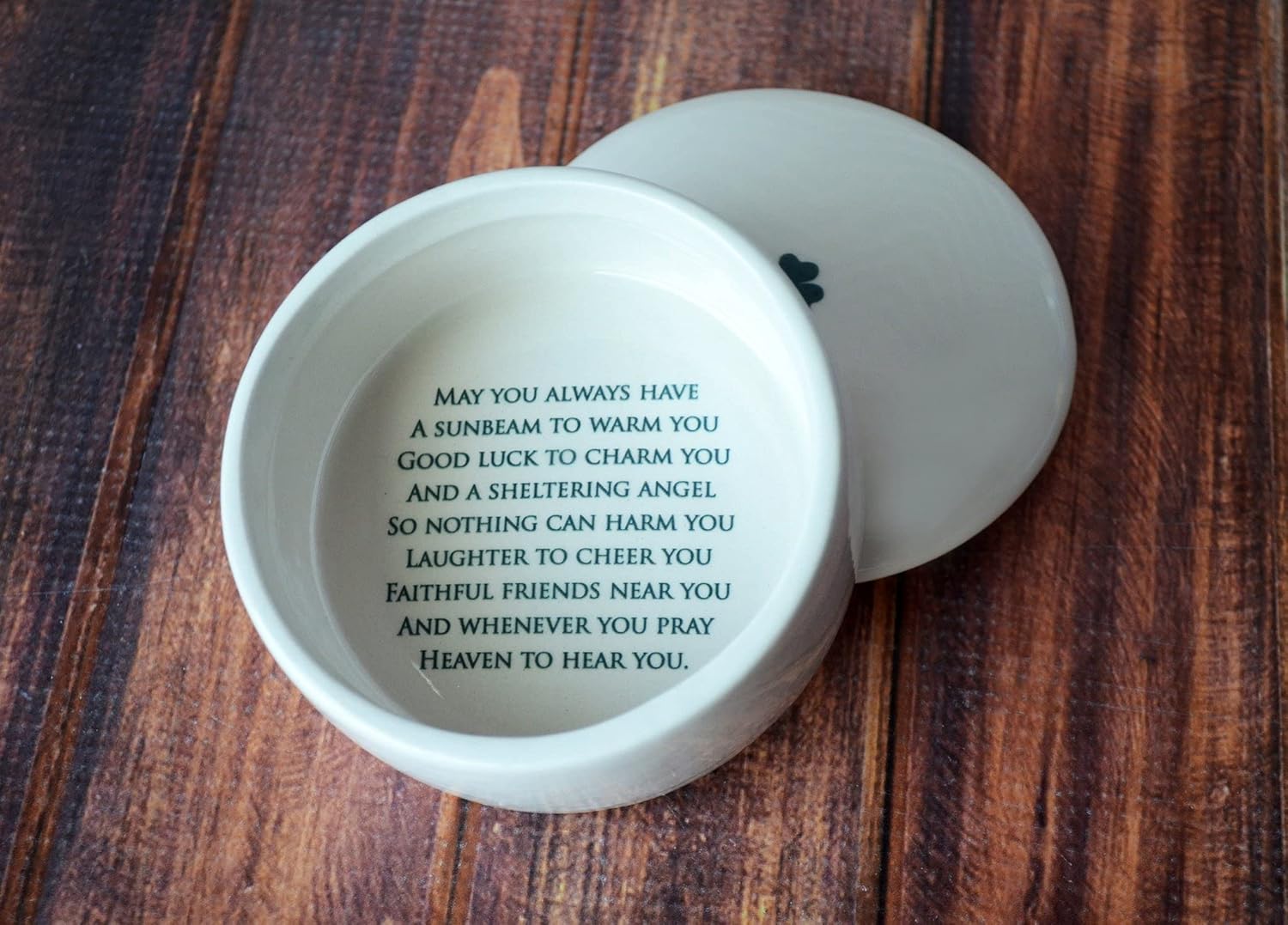 Baptism Gift, First Communion Gift or Confirmation Gift – Personalized With Name and Irish Blessing in Green – Round Keepsake Box