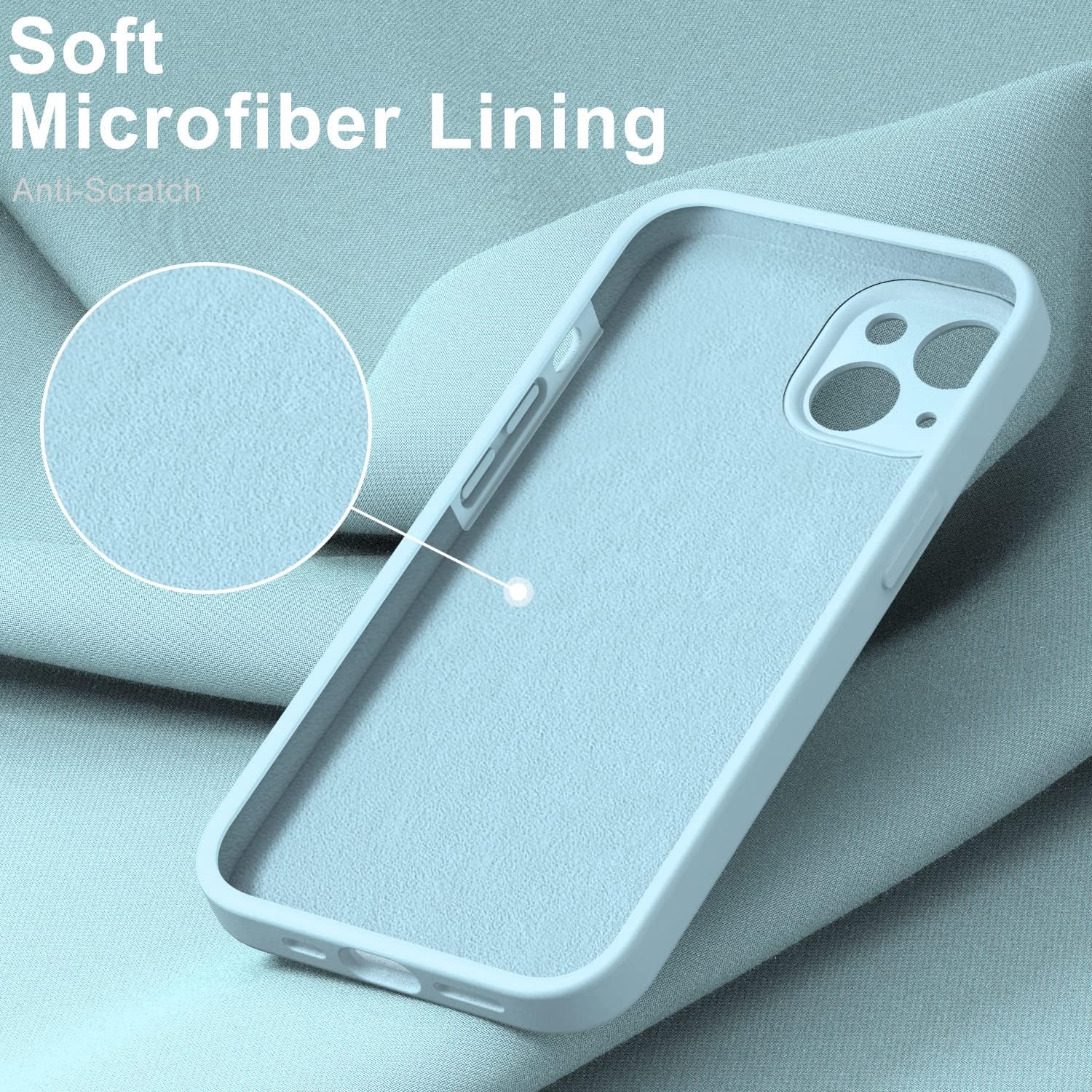 DEENAKIN Funda compatible con iPhone 13 con protector de pantalla, silicona suave y sedosa, funda mejorada para cámara, probada contra caídas de 16