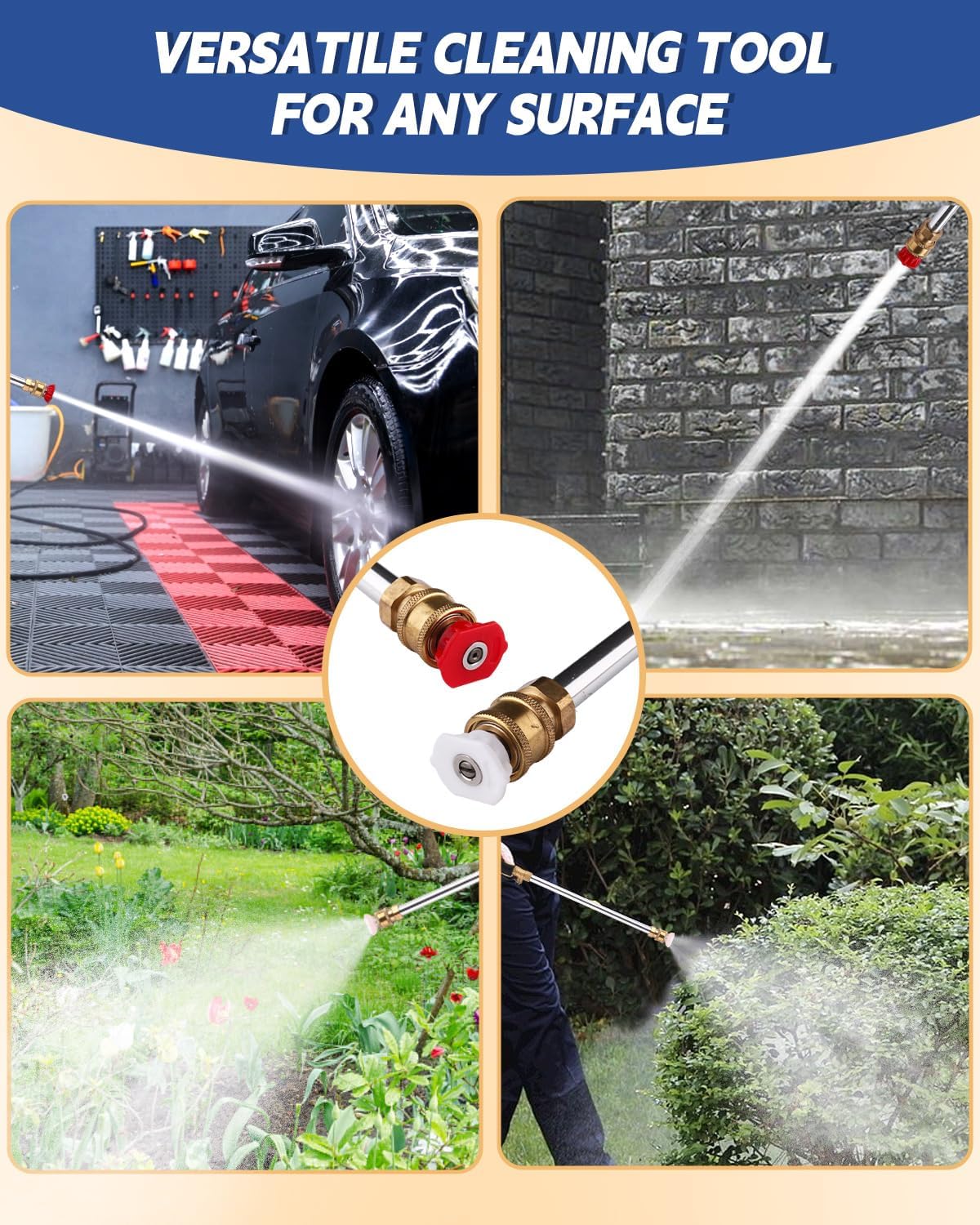 Animgrth 2024 Upgraded Jet Nozzle Power Washer for Garden Hose, Includes 2 High-Pressure Nozzles and Quick Connectors  Hydro Jet High Pressure