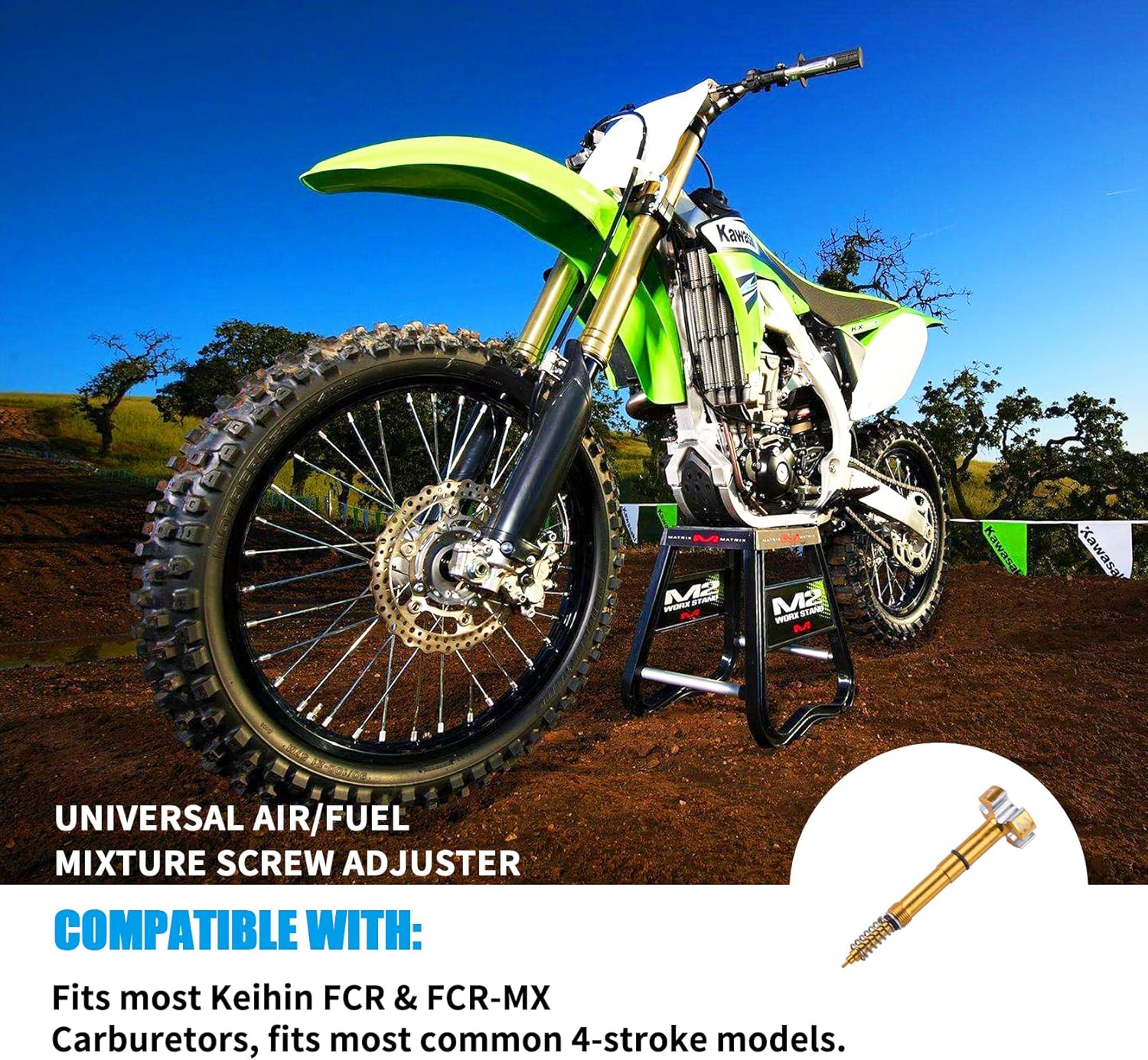 JINGKE Ajustador universal de tornillo de mezcla de airecombustible para motocicleta Keihin FCR Carb compatible con Suzuki RMZ, Kawasaki KXF KLX,