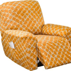 CRFATOP Funda reclinable con estampado floral con bolsillos, funda reclinable individual, 4 piezas, funda para sillón reclinable con parte inferior CRFATOP Funda reclinable con estampado floral con bolsillos, funda reclinable individual, 4 piezas, funda para sillón reclinable con parte inferior