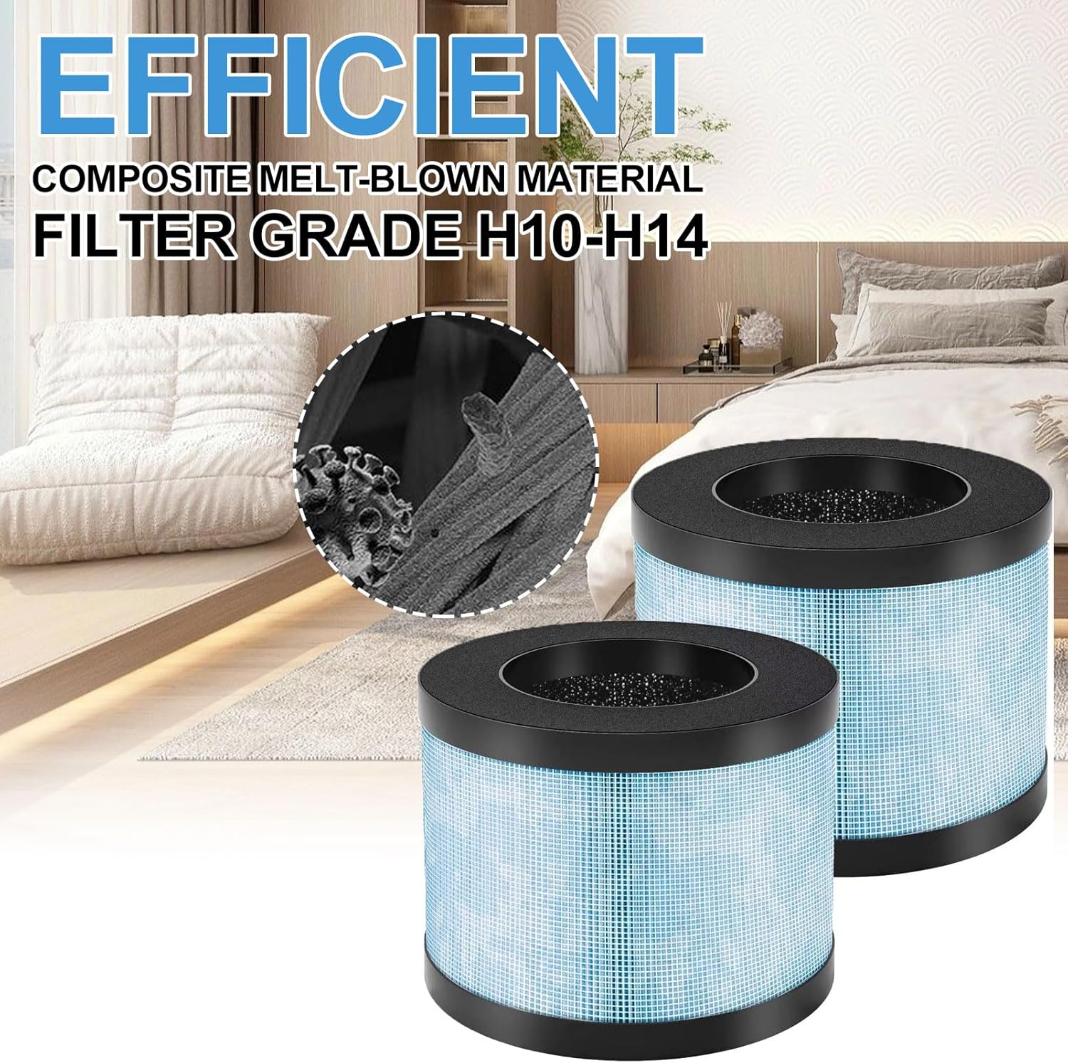 Paquete de 6 filtros de repuesto MK01 y MK06 H13 True HEPA compatibles con AROEVE MK01 MK06, Pomoron MJ001H, Kloudi DH-JH01, Intelabe EPI080 EP1080