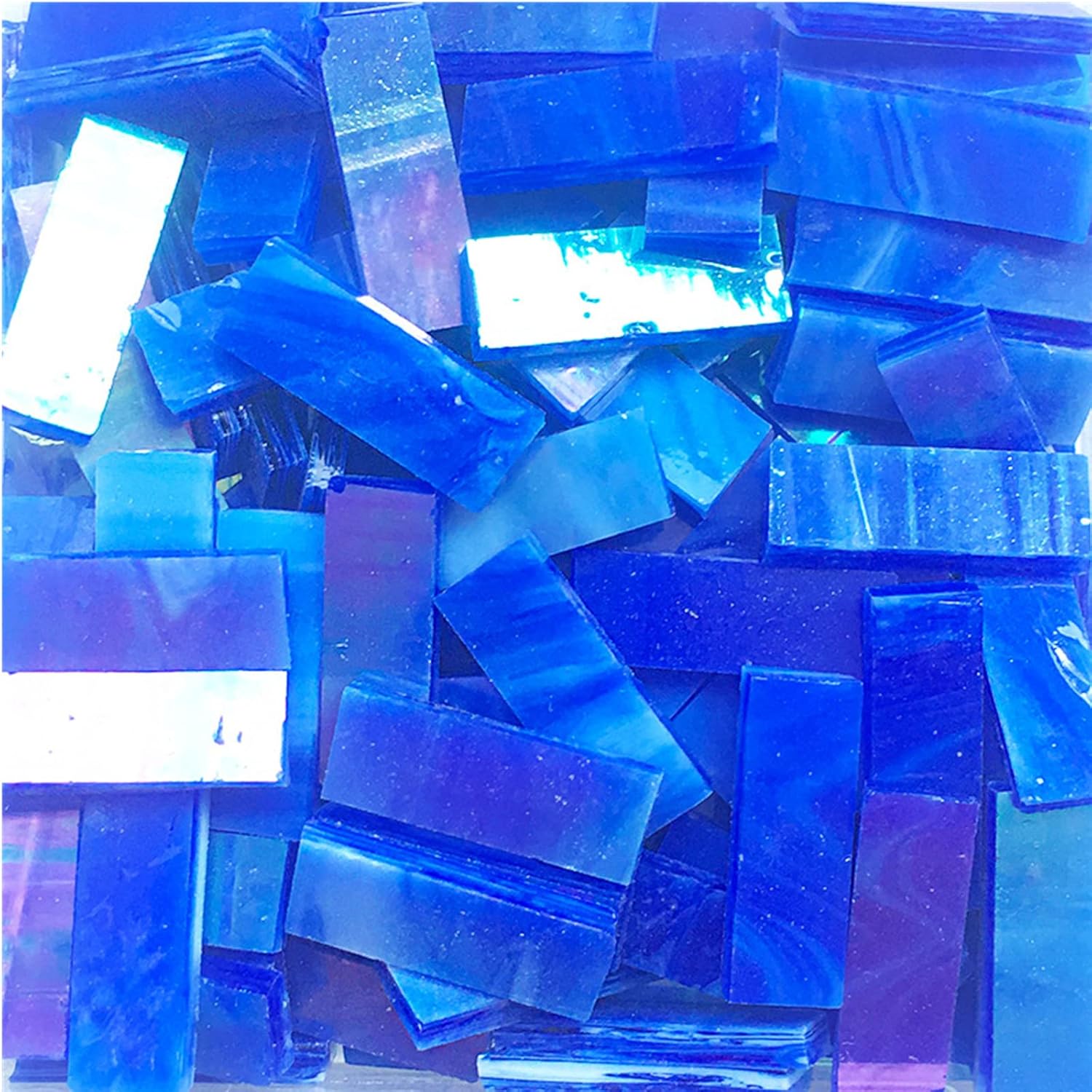 Tira de vidrieras de 0.3 x 0.8 in, piezas de mosaico de vidrio transparente, azulejos de mosaico, pasatiempos, manualidades, material de 7.05 oz